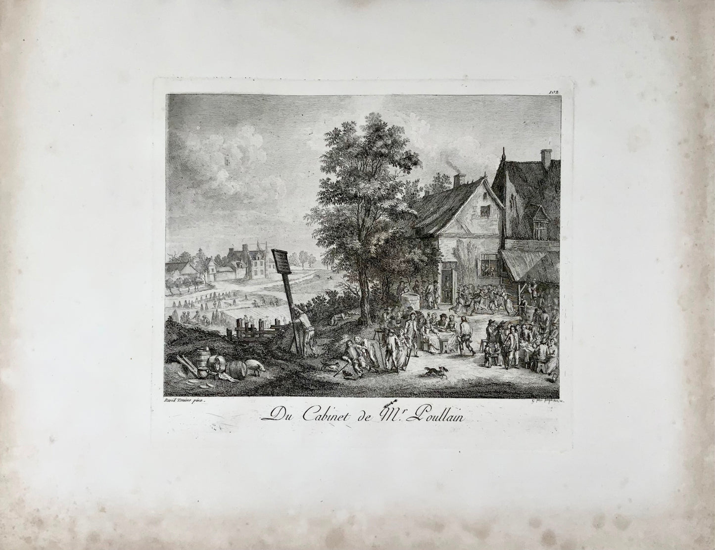1780 La Fête du Village, David Tenier pinx, Picquenot, gravure sur cuivre, art classique