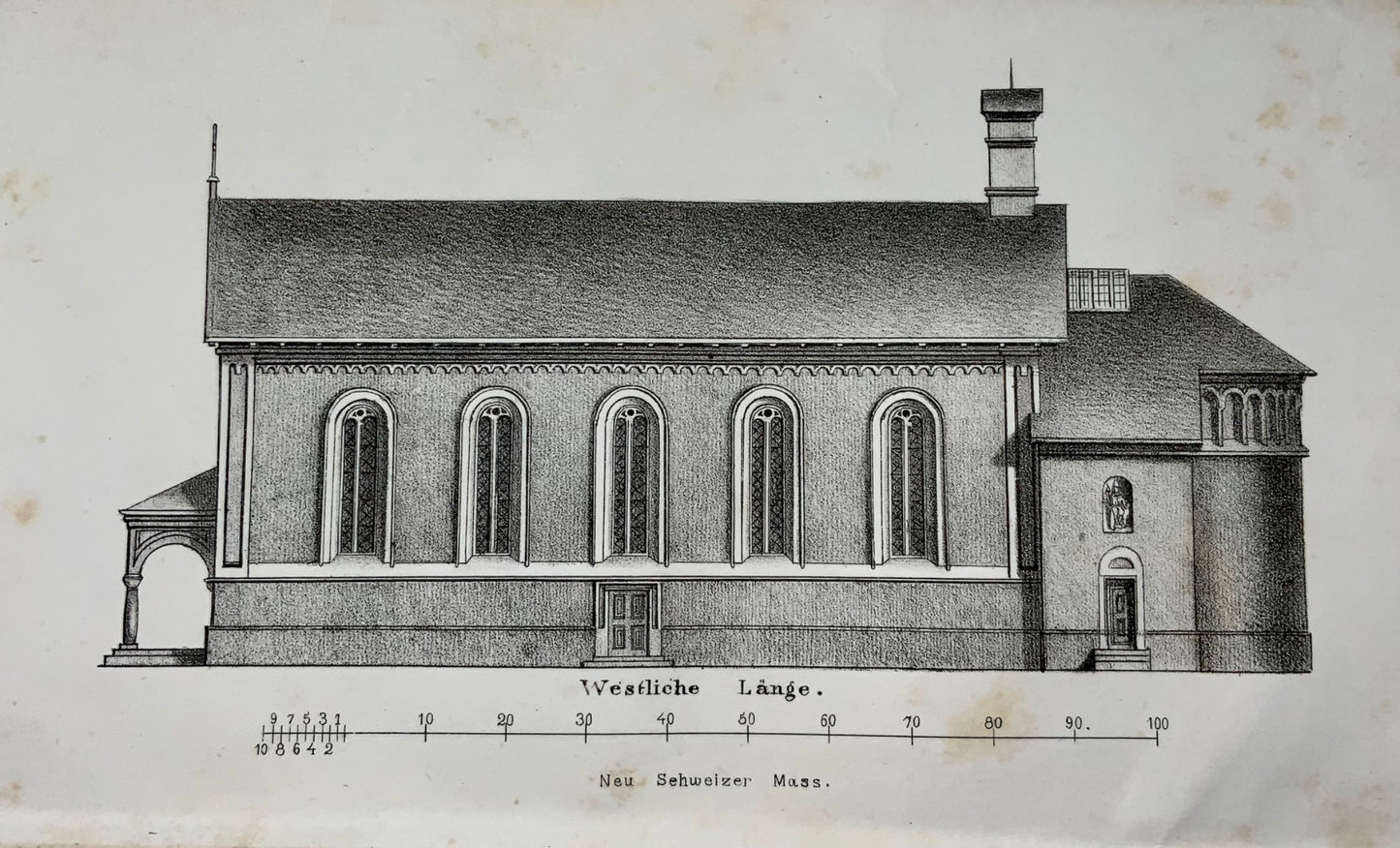 1852 Architettura delle chiese rurali in Svizzera. Christliche Baukunst, X. Herzog, libro