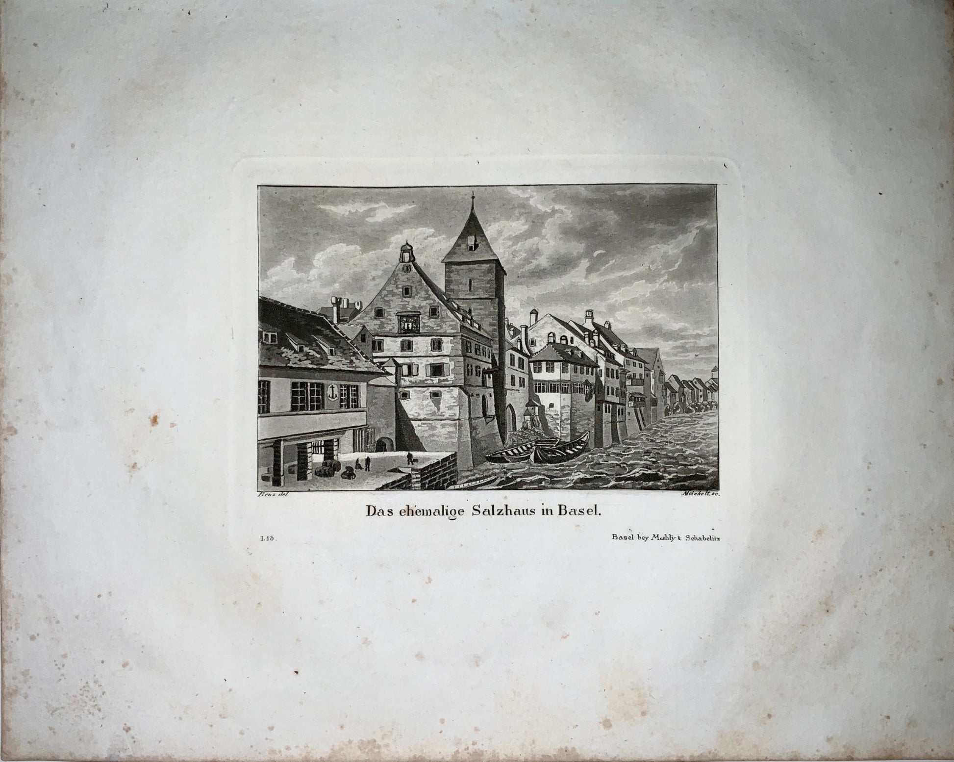 1830 c. Meieholt; Benz - Salzhaus in BASEL - Aquatint - Switzerland