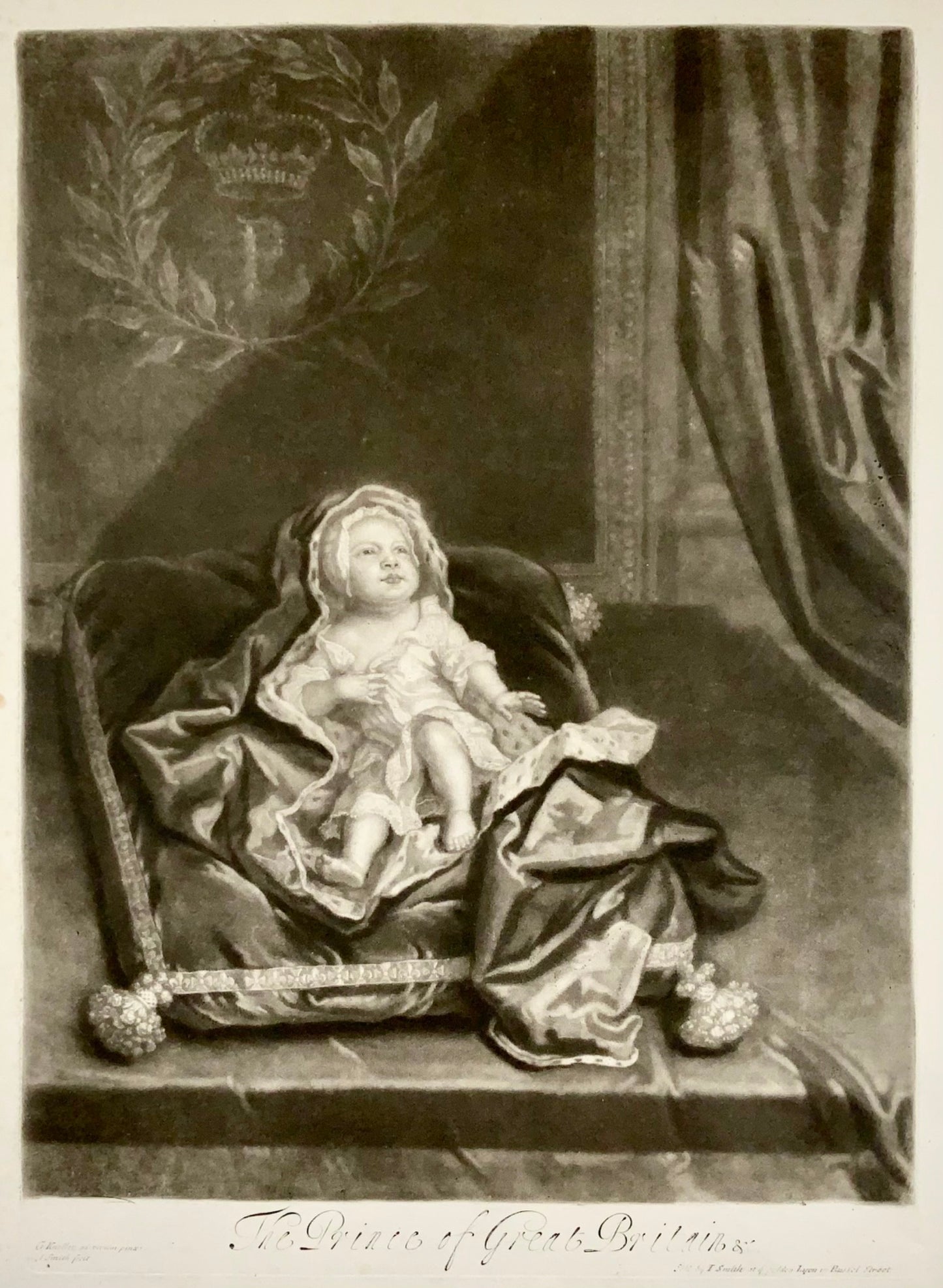 1688 vers. Dieu. Kneller d'après J. Smith, Portrait de James Stuart, le vieux prétendant