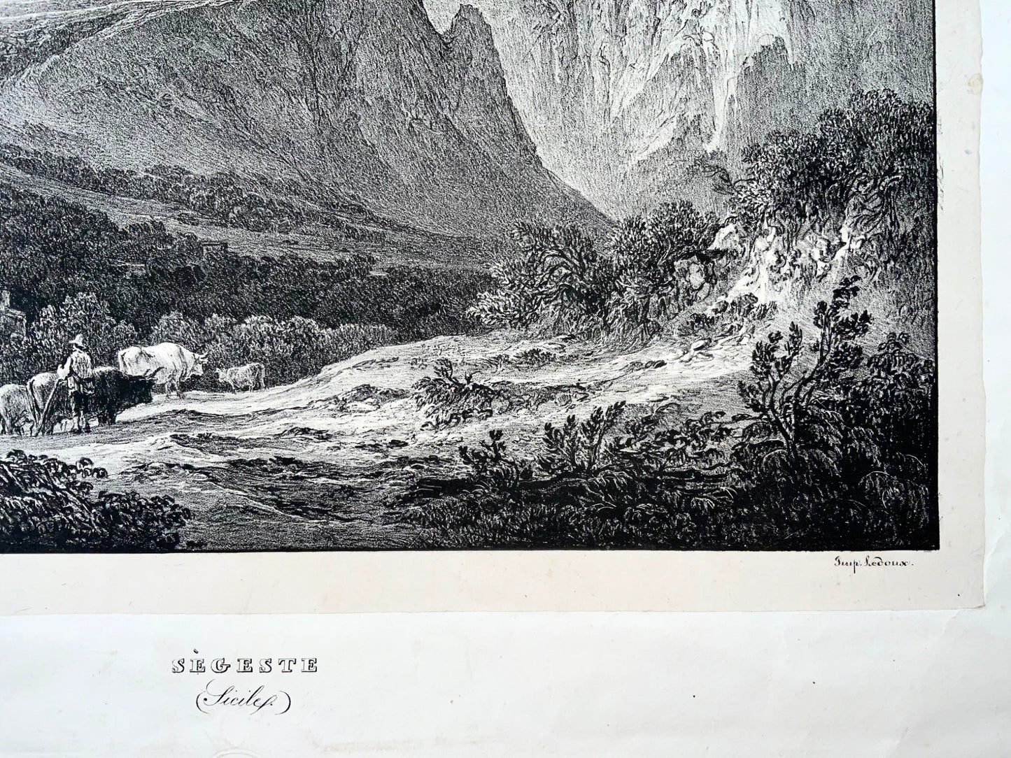 1833 Segesta Sicilia, Muller &amp; Horner, Ledoux sc., grande litografia su pietra