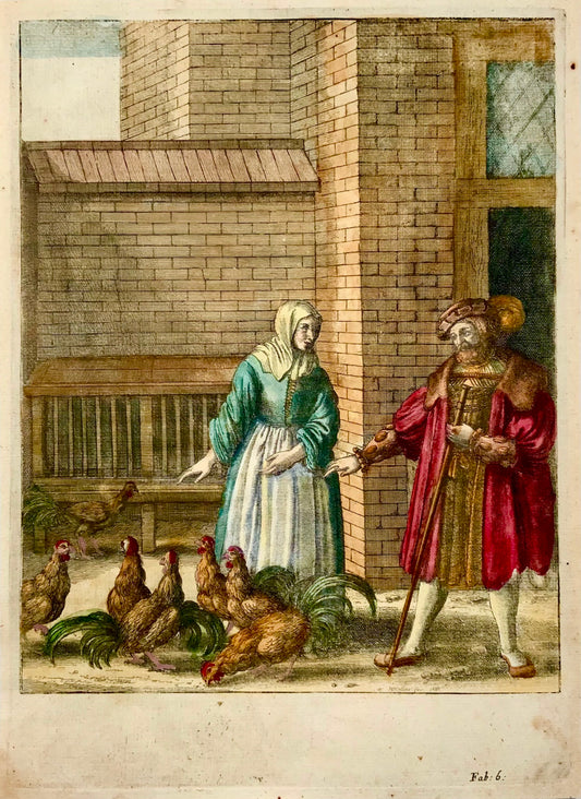 1666 Venceslao Hollar (b1607); Polli domestici, pollame, incisione magistrale