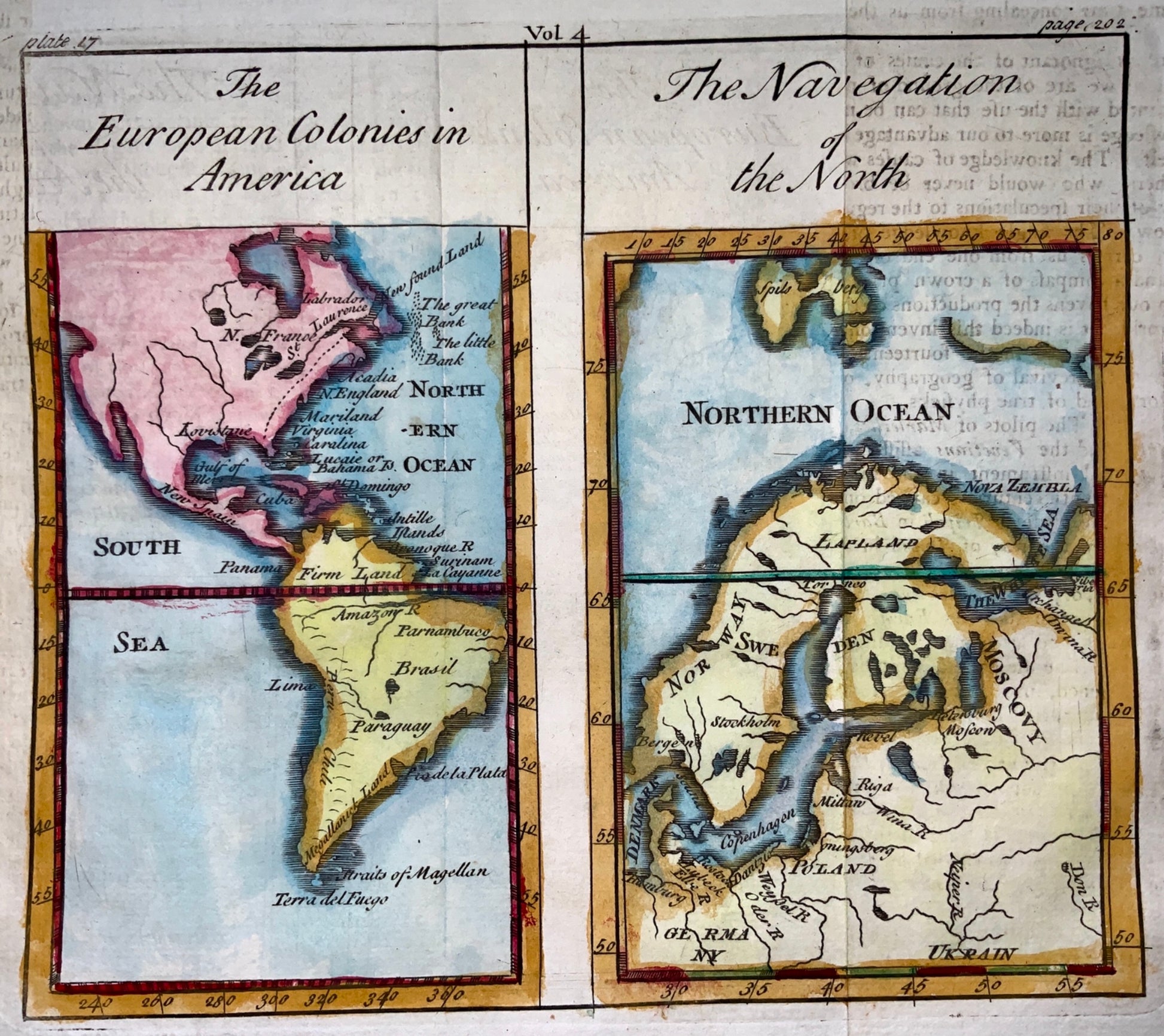 1744 James Hodges - Rare Map: European Colonies & Navigation of the North