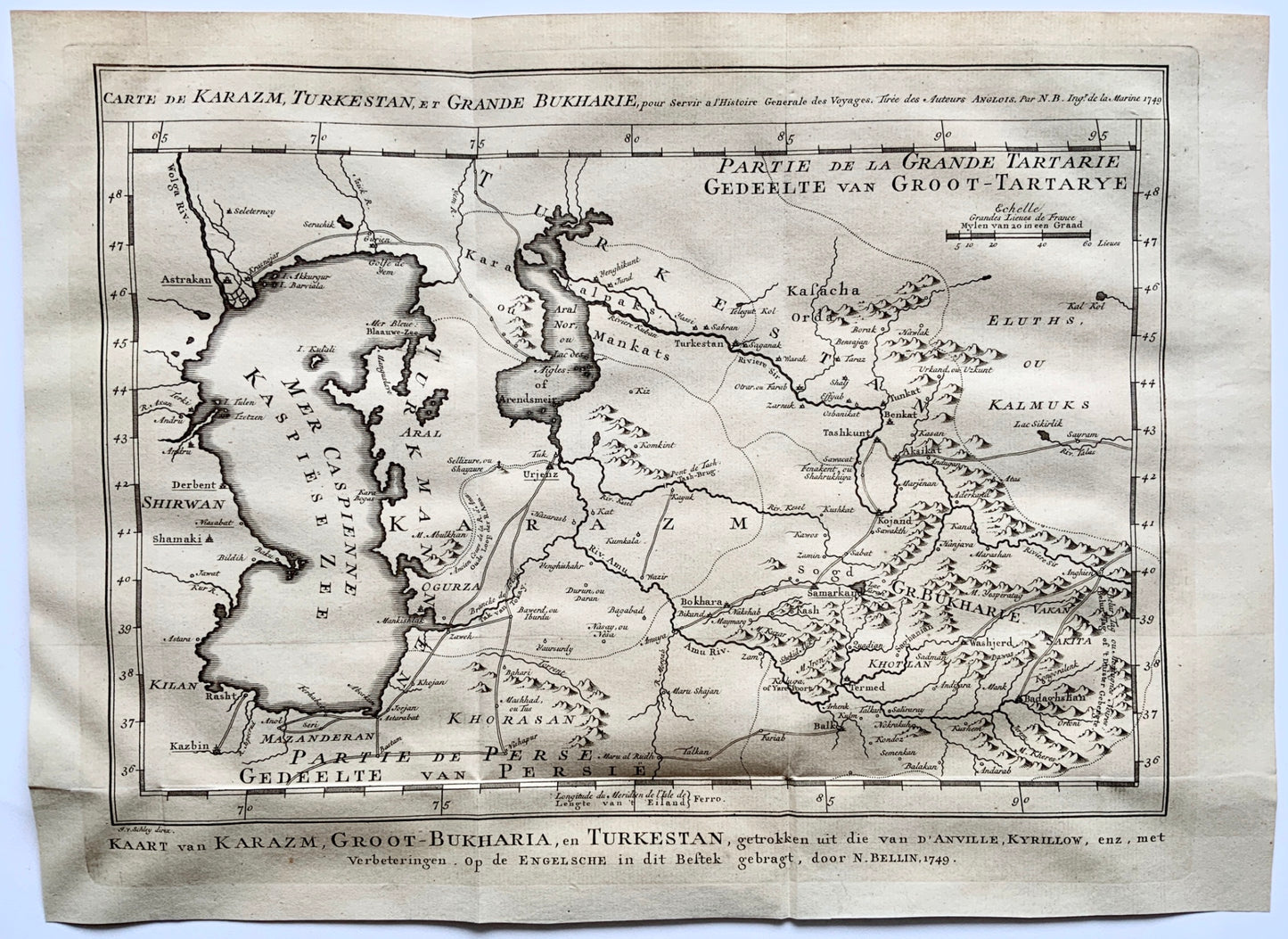 1770 Schley 'Karazm, Turkestan & Grande Bukkarie'. Map of Central Asia. - Fine - Travel