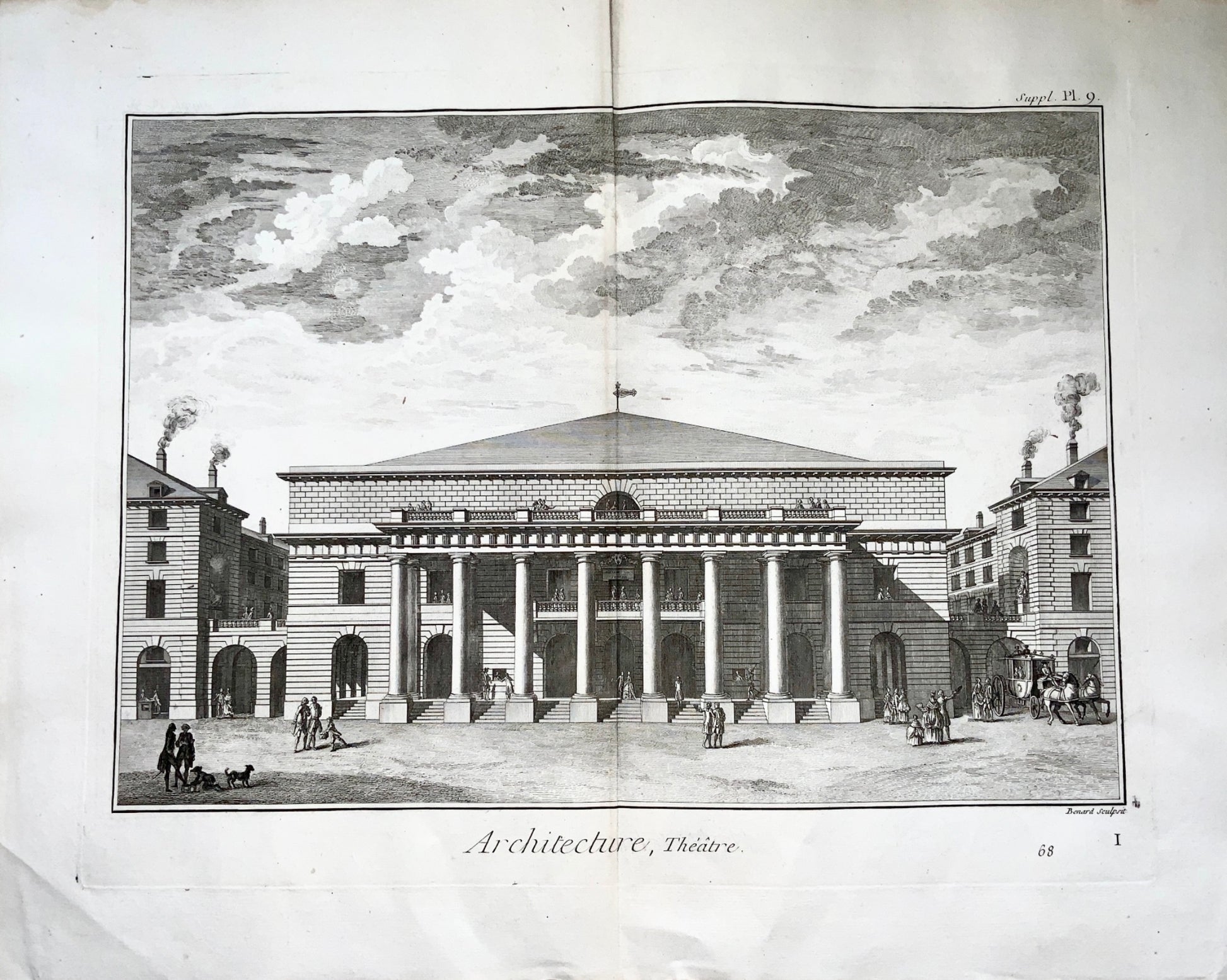 1777 Architecture THEATRE Odeon Hotel Comodies large double folio - Diderot