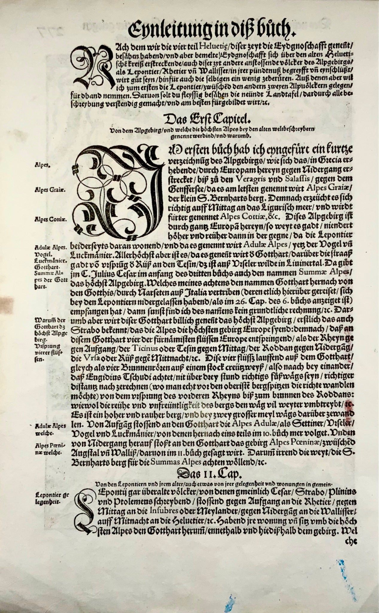 1548 Gio. Stumpf, Svizzera meridionale, Ticino, Vallese, carta geografica xilografica in folio