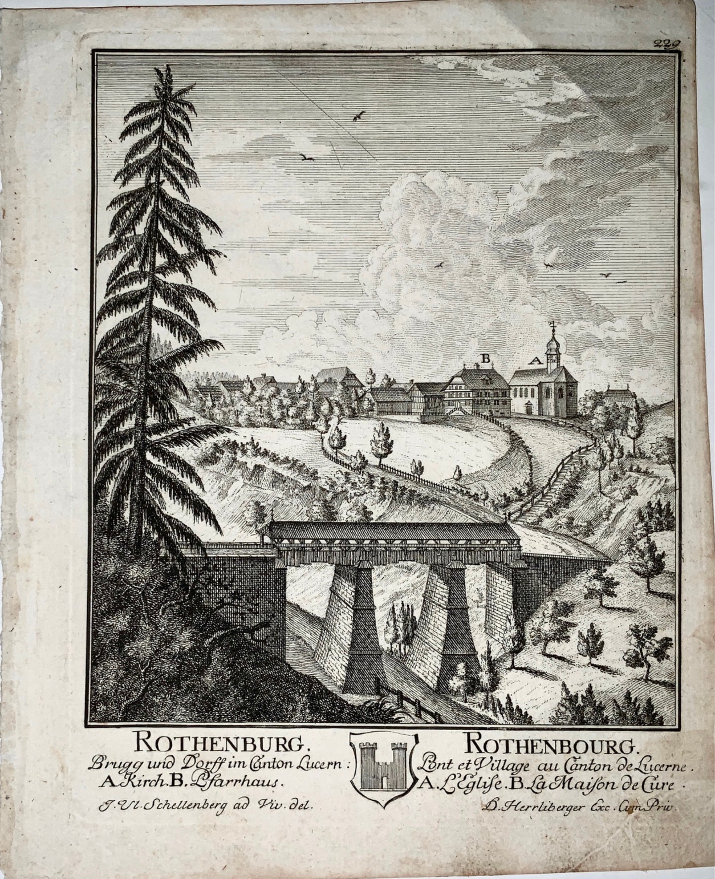 1754 Herrliberger - ROTHENBERG Bridge & Village, Lucerne - Switzerland