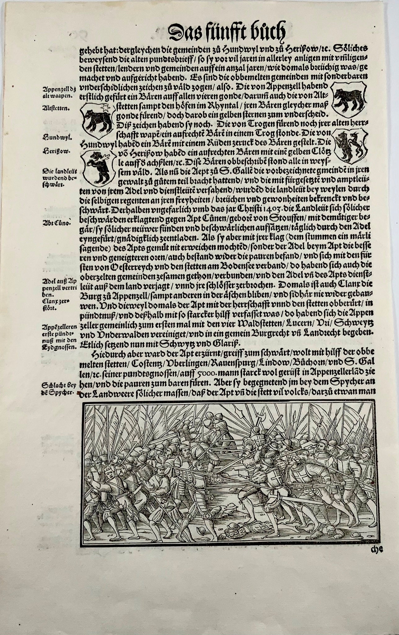 1548 Heinrich Vogtherr; Woofcut Leaf: Battle scene near Constance - Military History, Switzerland