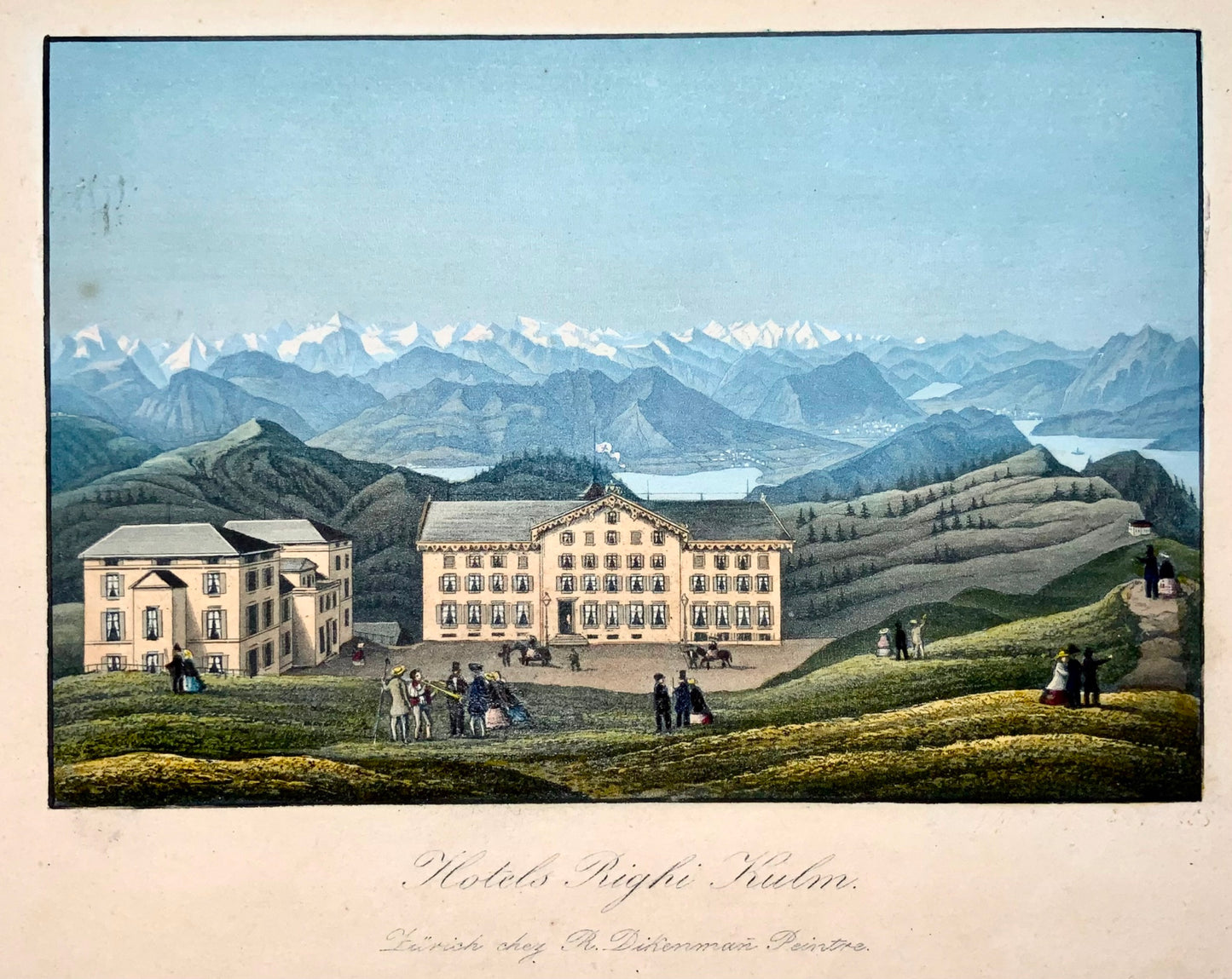1850 Rigi Kulm, Dickenman, Switzerland, coloured aquatint