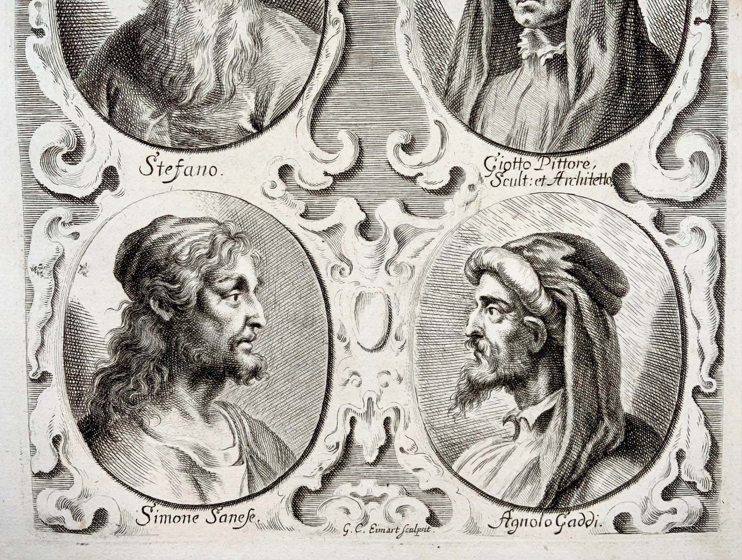 1676 G.C. Eimart; Renaissance Artists: Giotto Stefano Gaddi Sanese Cimabue - Portraits