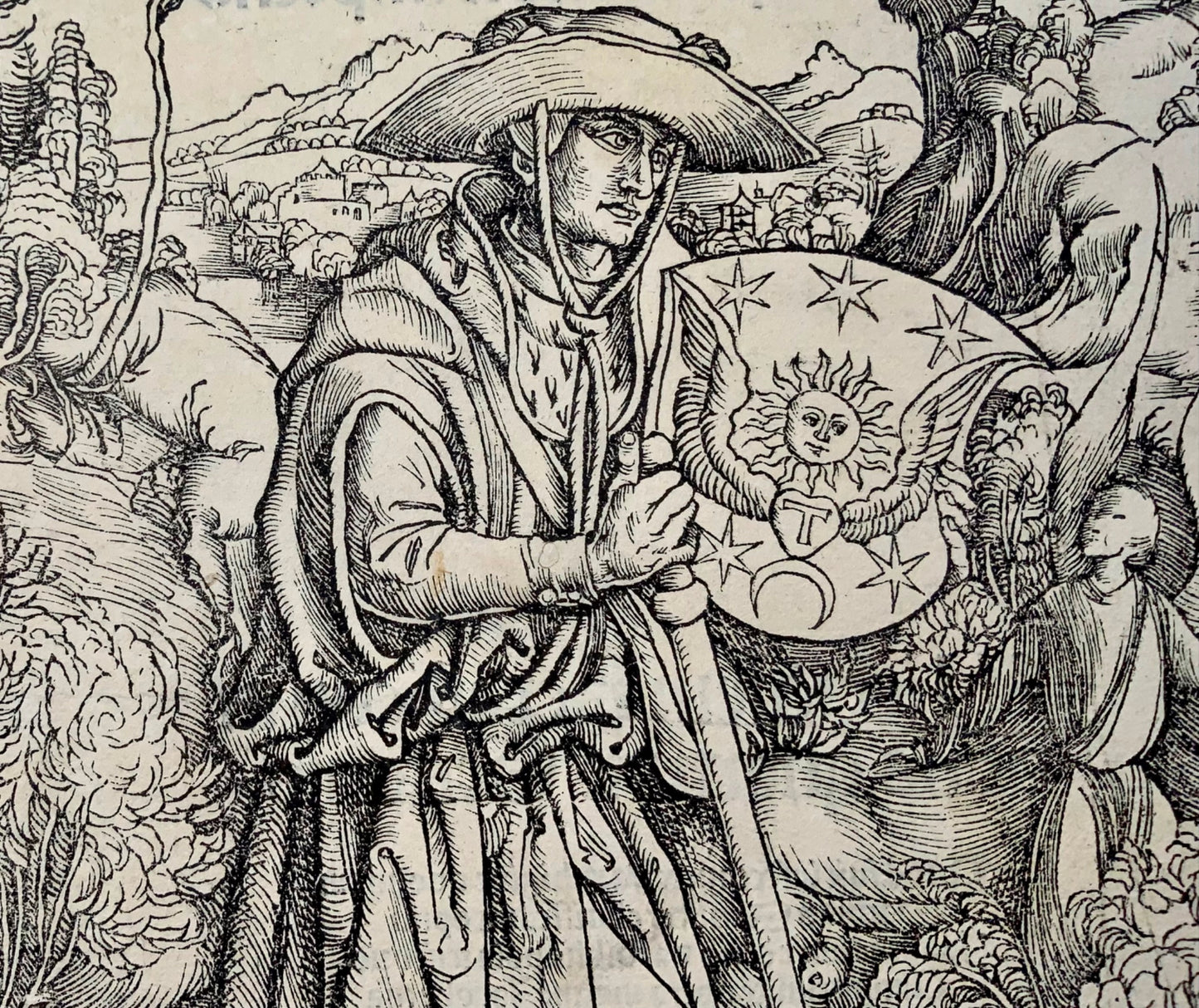 1502 Albrecht Durer attributed, The Prilgrim with his Dog, folio woodcut