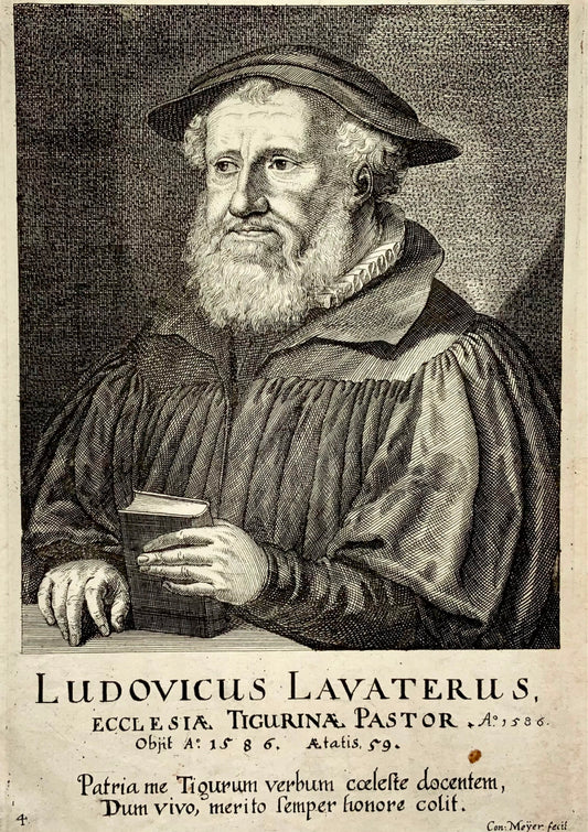 1640 Ritratto di Ludwig Lavater, inciso da Conrad Meyer, Svizzera