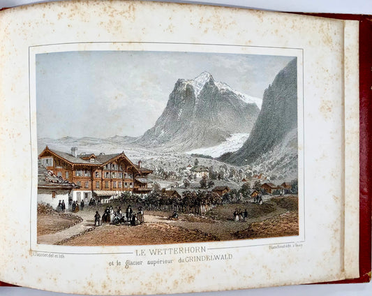 1850 Album souvenir, 19 litografie virate dell'Oberland Bernese, Svizzera