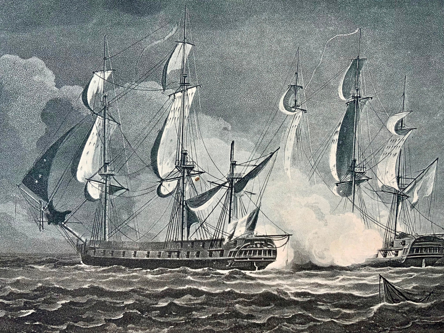 1820 Sutherland, Cattura di La Guerrière nel 1806, acquatinta marittima