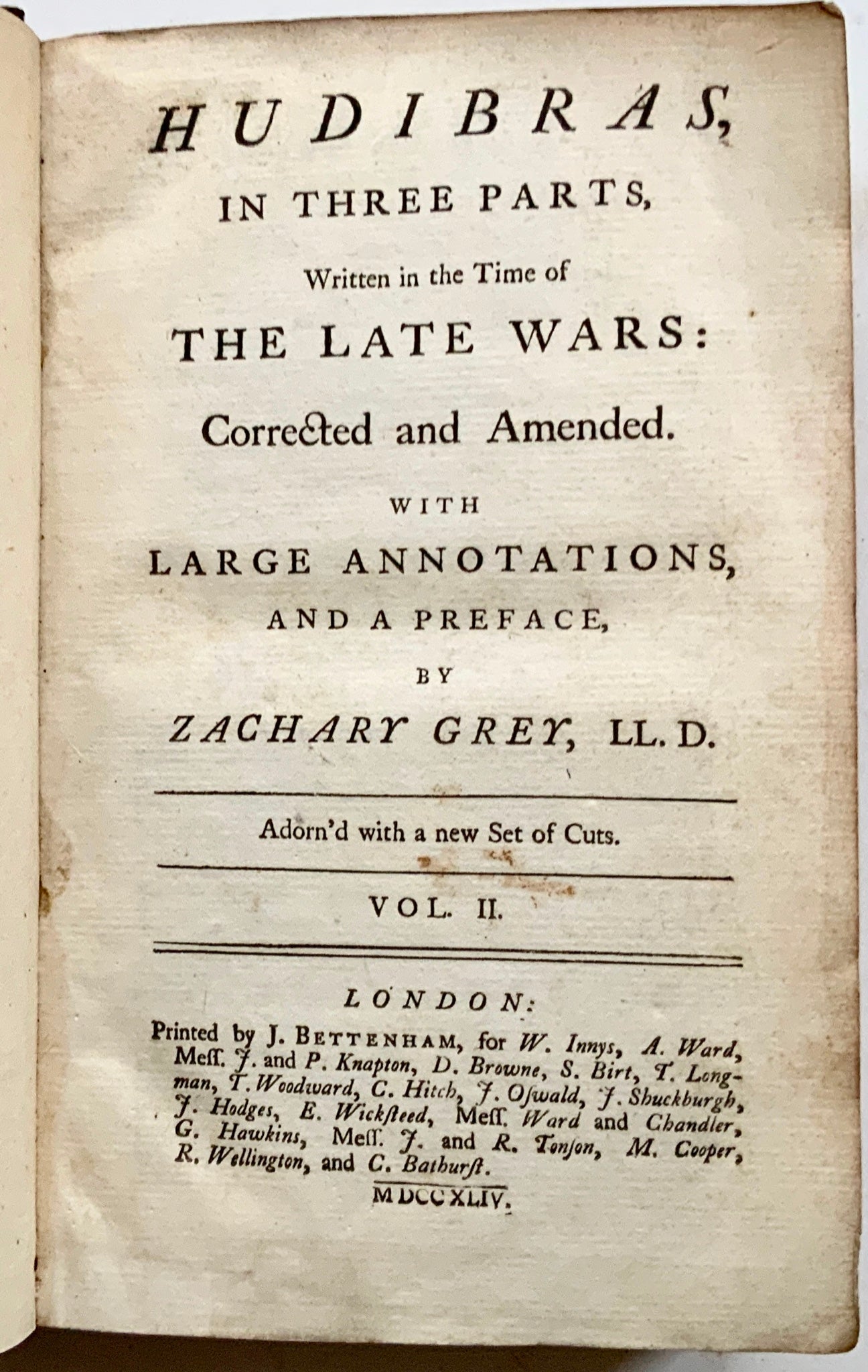 1744 Butler, Samuel [William Hogarth] Hudibras 16 plates ‘Best Edition’ - Book, Humour, Satire
