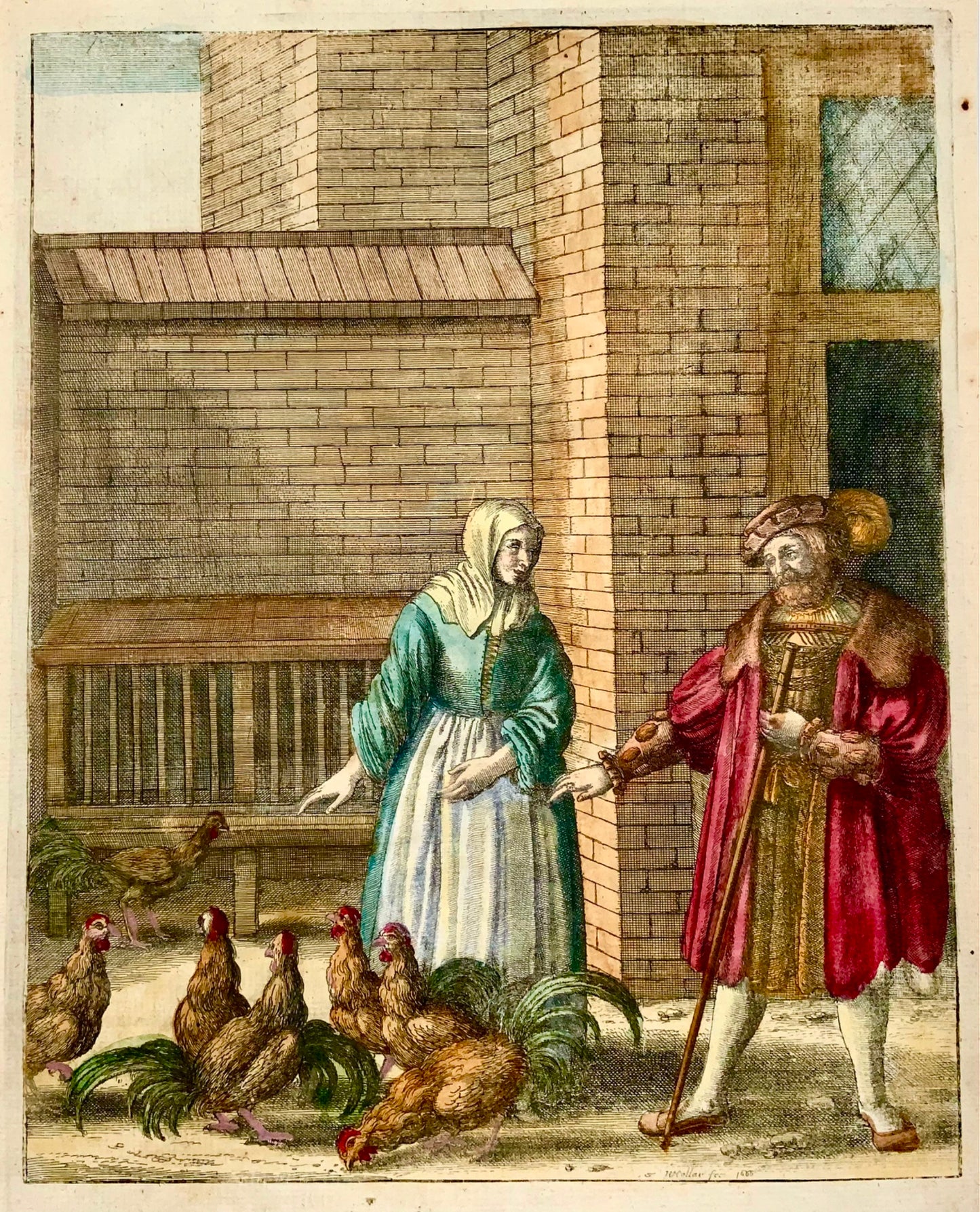 1666 Wenceslaus Hollar (b1607); Domestic chickens, poultry, master engraving