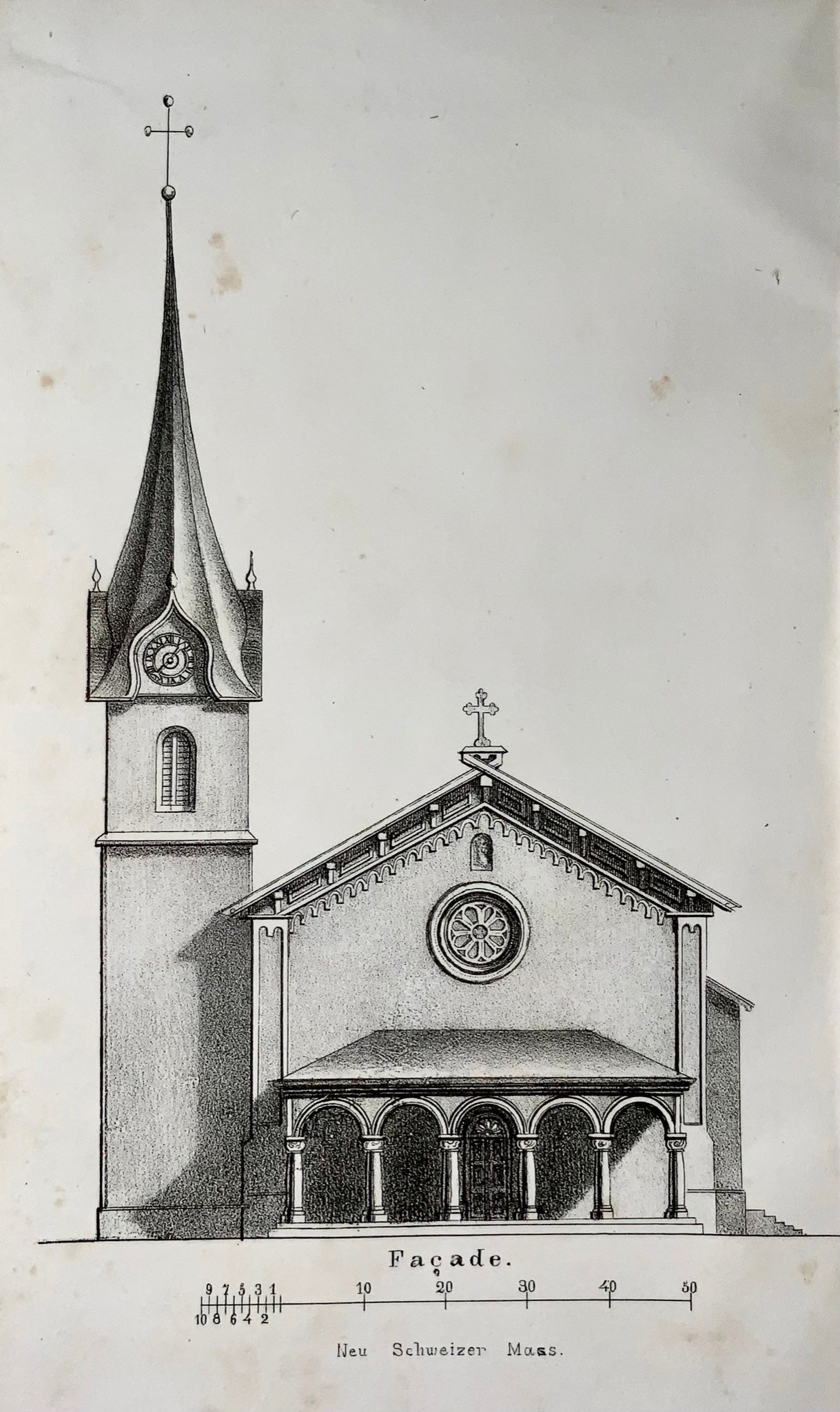 1852 Architecture d'églises rurales en Suisse. Christliche Baukunst, X. Herzog, livre