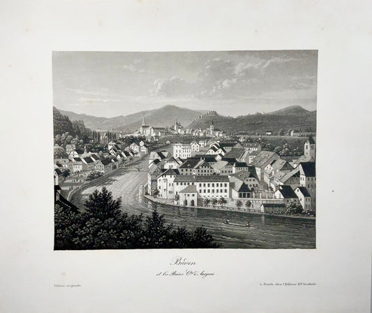 1840c Baden in Switzerland, fine aquatint by Leuthold