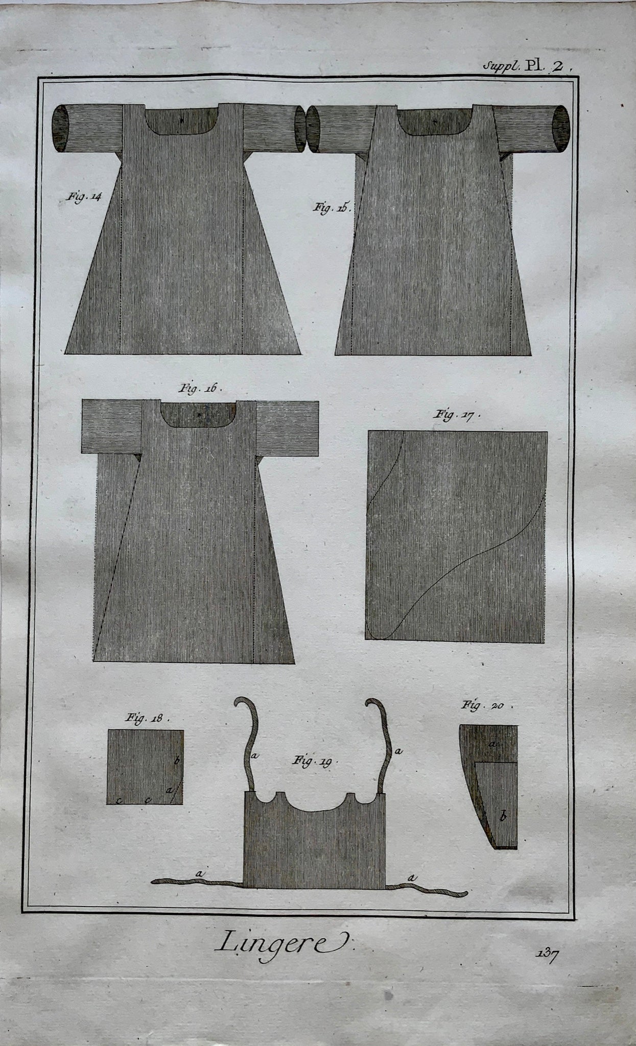 1777 ‘Lingere’ Needlework, Under Garments, Sewing - 4 large folios - Fashion - Trade