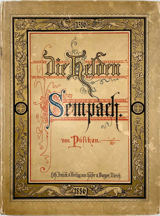 1886 Göschen, Eroi della battaglia di Sempach, 23 tavole, 4to, Svizzera, storia militare, libro