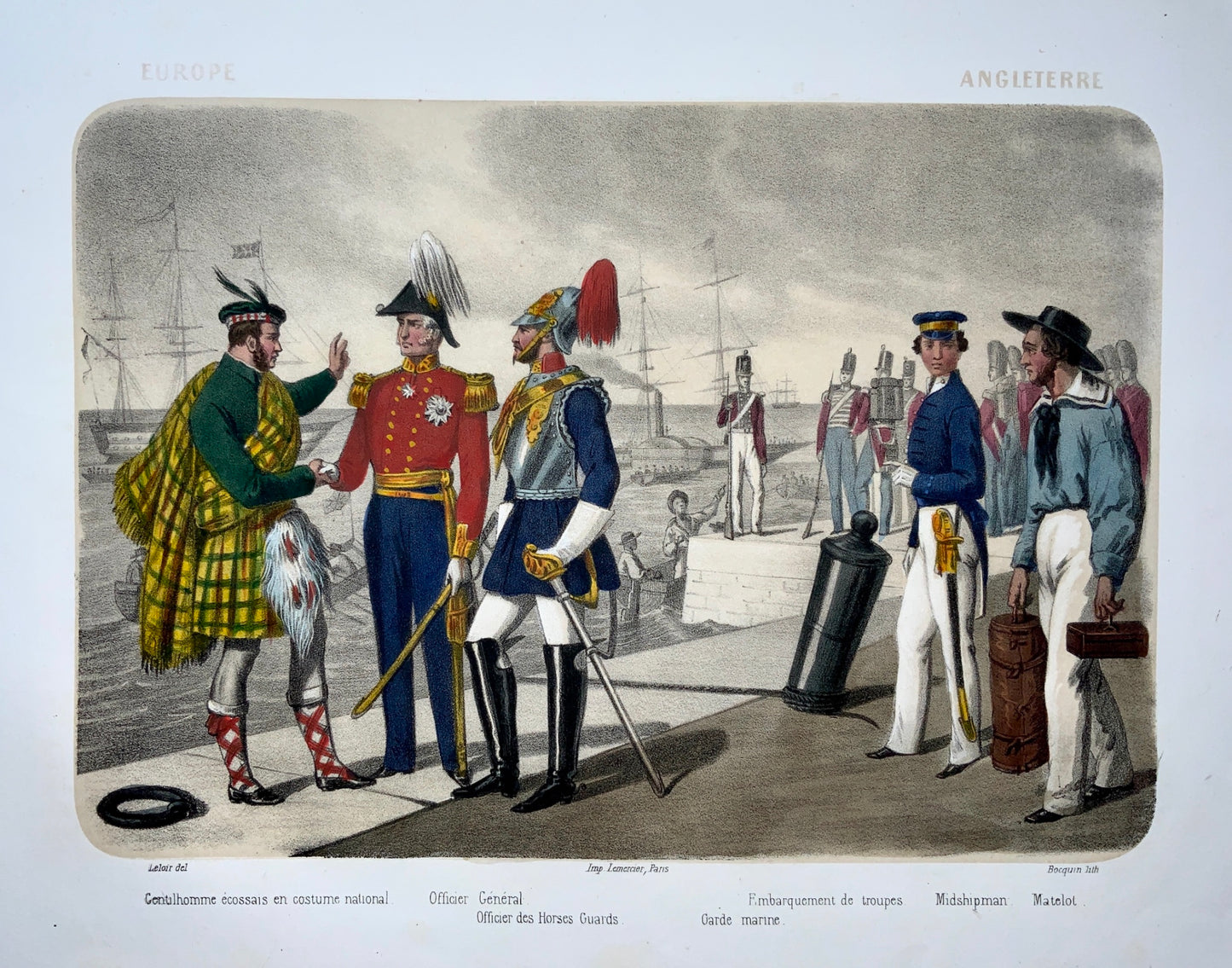 1860 c. Leloir, Bocquin; BRITISH ARMY - Ethnology - hand coloured - Military