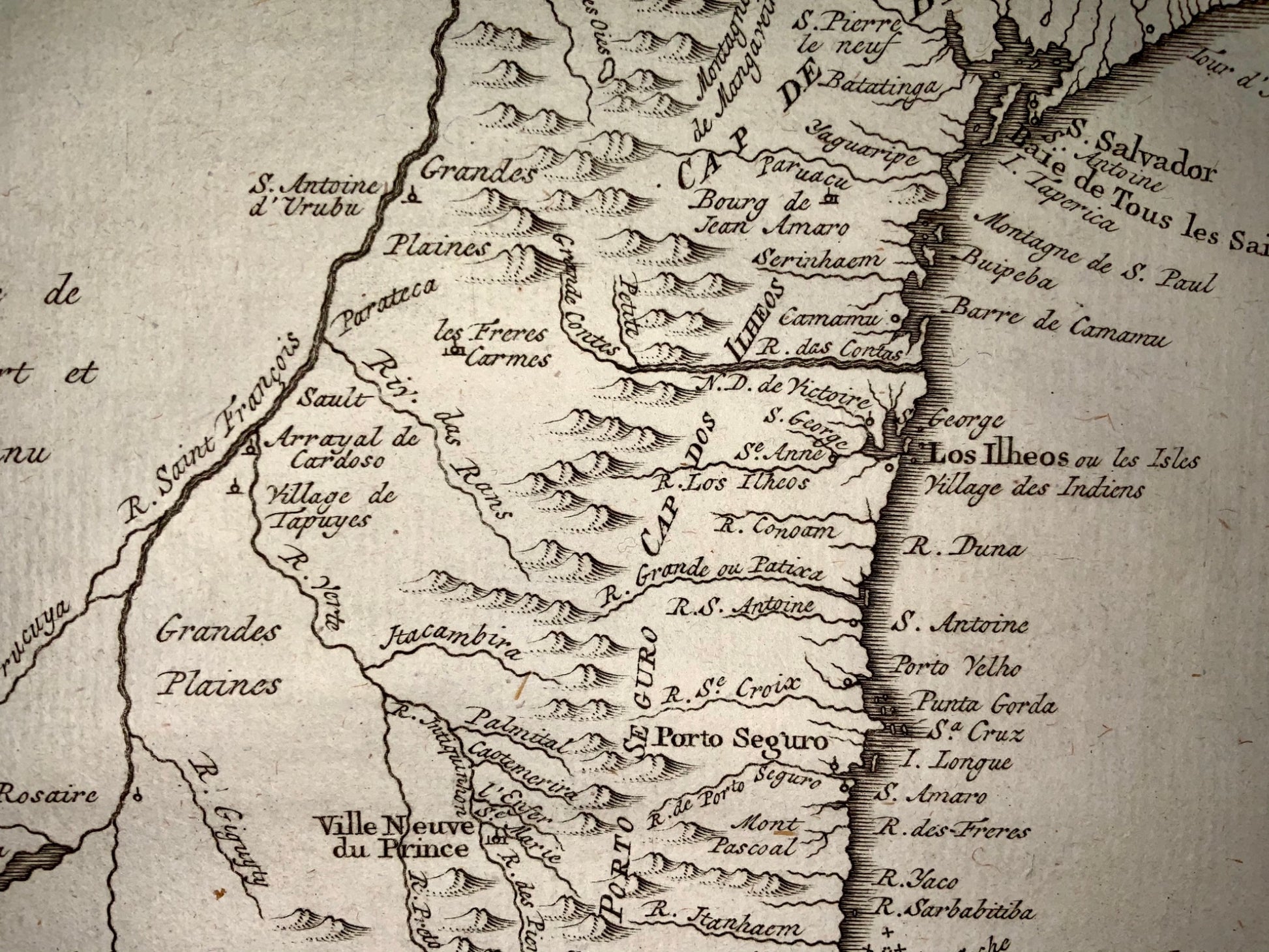 1757 Jacques BELLIN - Coast of Brazil ‘Baie de Tous les Saints’ South America - Map Travel