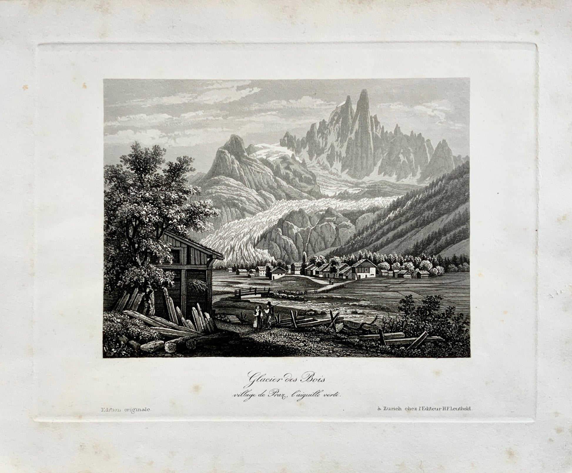 1830 Leuthold; Praz-sur-Arly, Glacier des Bois, France - Large aquatint.