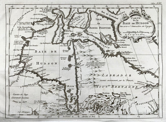 1773 Bellin, map, Hudson Bay, Canada, James Bay, Labrador