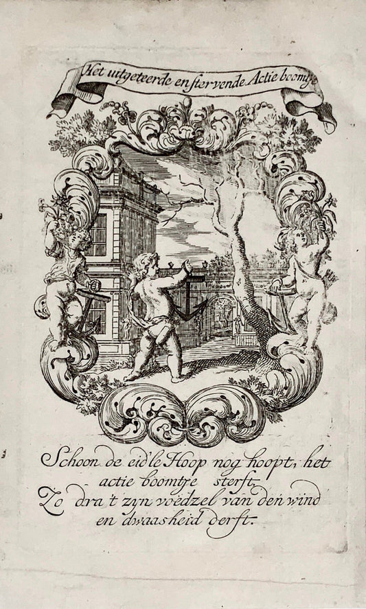 1720 Allegoria della bolla del Mare del Sud, mercato azionario, Pieter van den Berge, acquaforte
