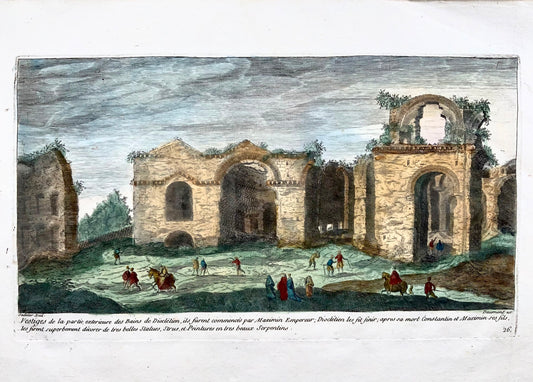 1660 Aegidius Sadeler, Daumont, Terme di Diocleziano Roma, folio, incisione, architettura classica 