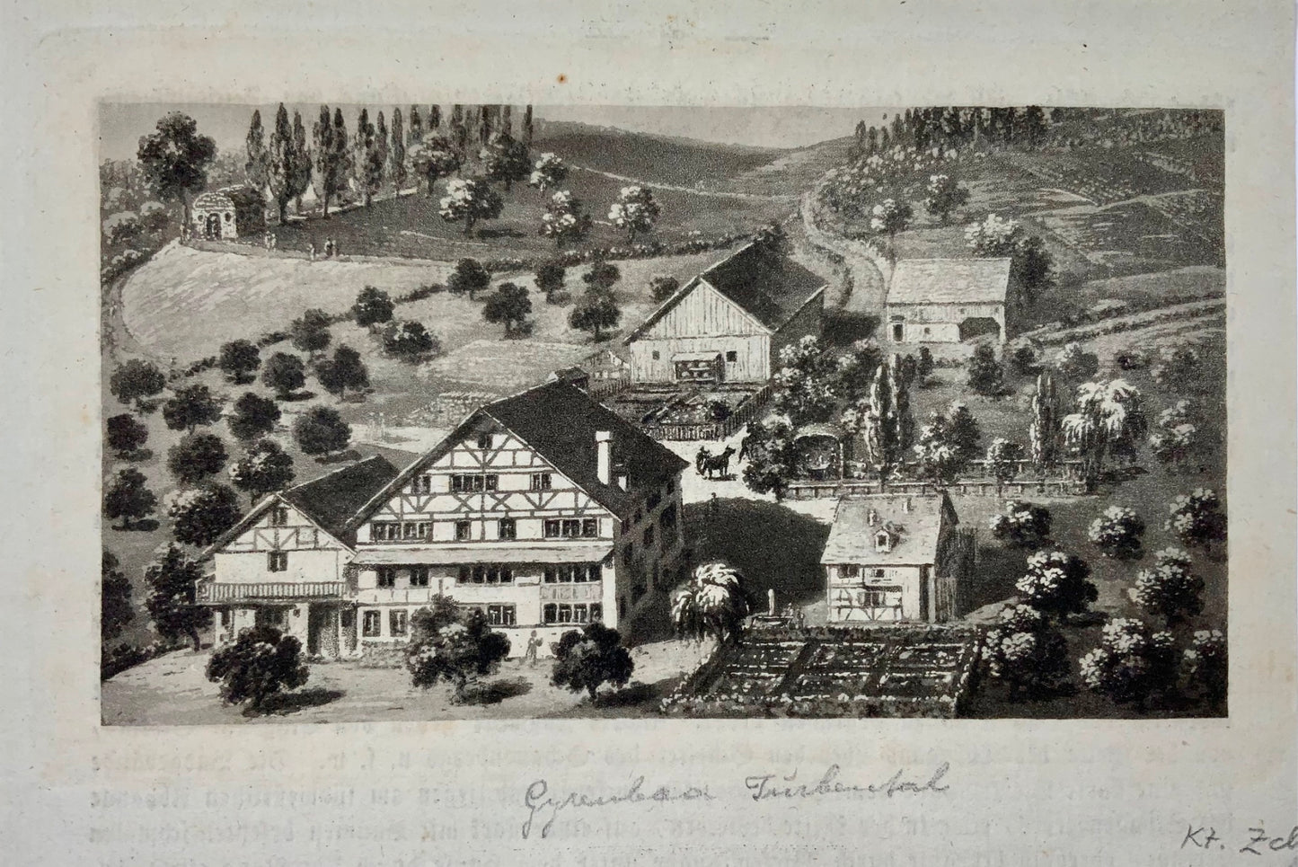 1826 Girenbad, Turbental, Zurich, Switzerland, fine aquatint