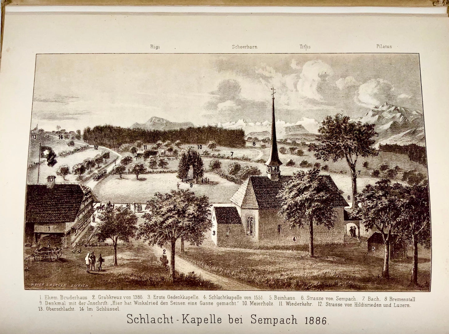 1886 Göschen, Eroi della battaglia di Sempach, 23 tavole, 4to, Svizzera, storia militare, libro