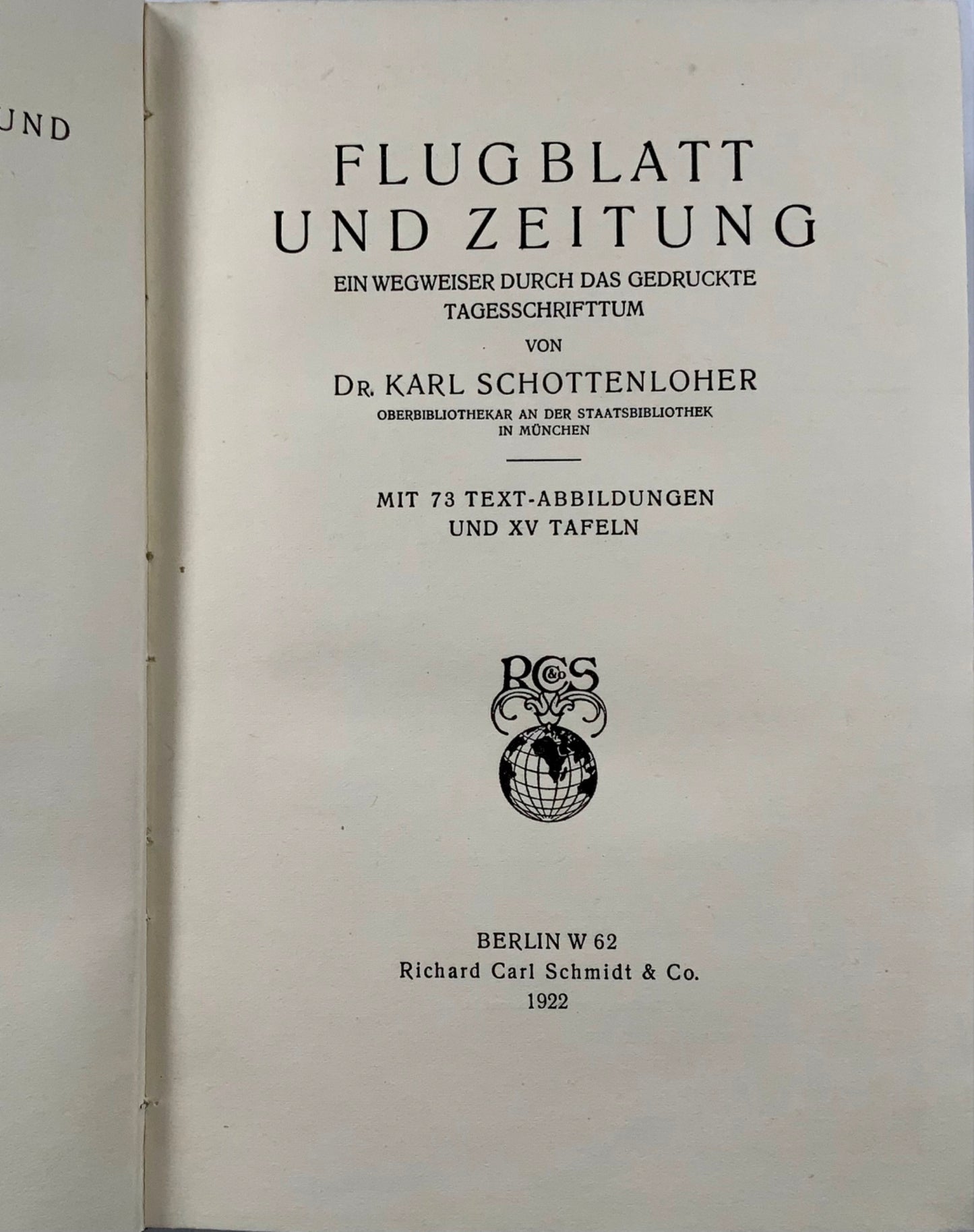 1922 Storia delle bordate e dei giornali tedeschi. Libro