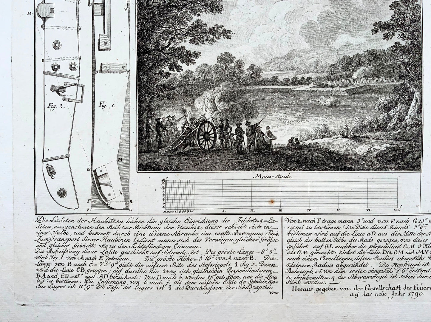 1748 BORDATA MILITARE Schellenberg 'Von der Lafete' Obici da artiglieria da campo