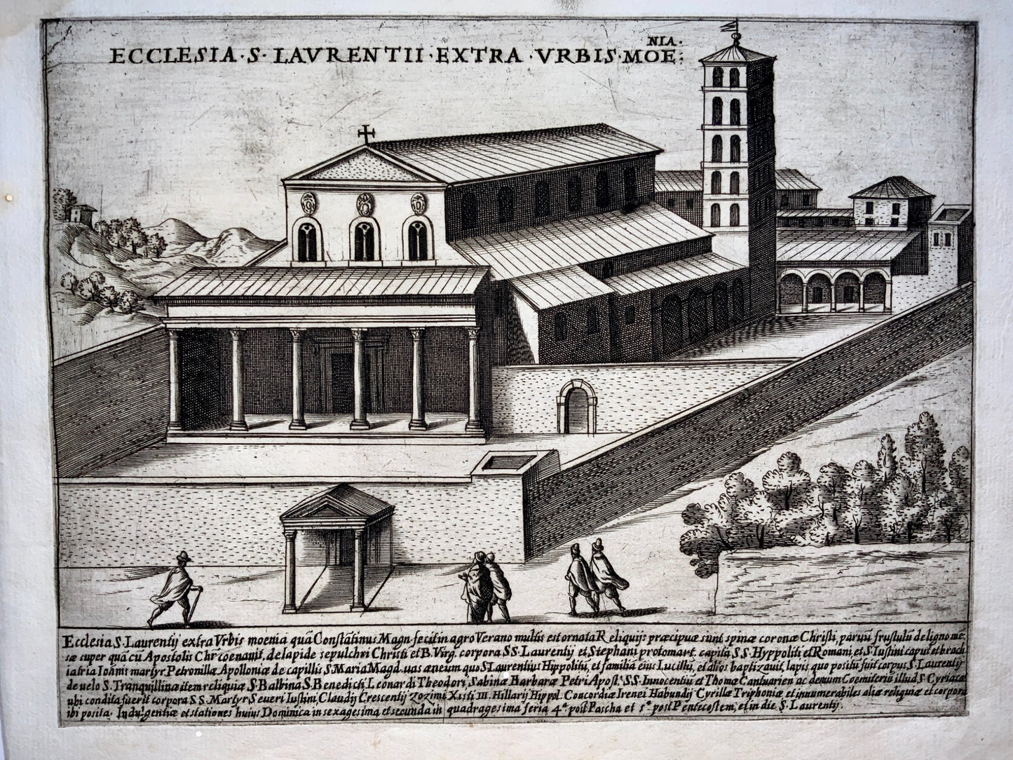 1624 G. Laurus SCARCE 1st Papal Basilica of Saint Lawence Italy engraving