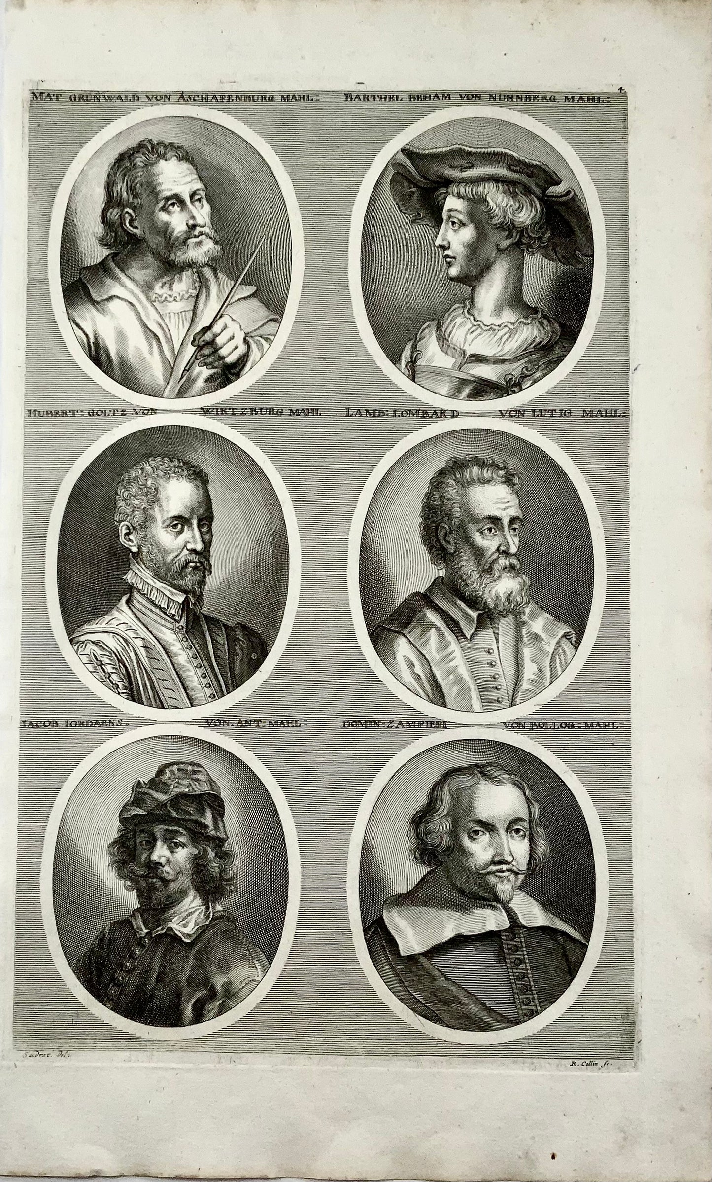 1676 Sandrart; Collins - Artists Folio Zampieri, Grünewald, Beham, Goltius