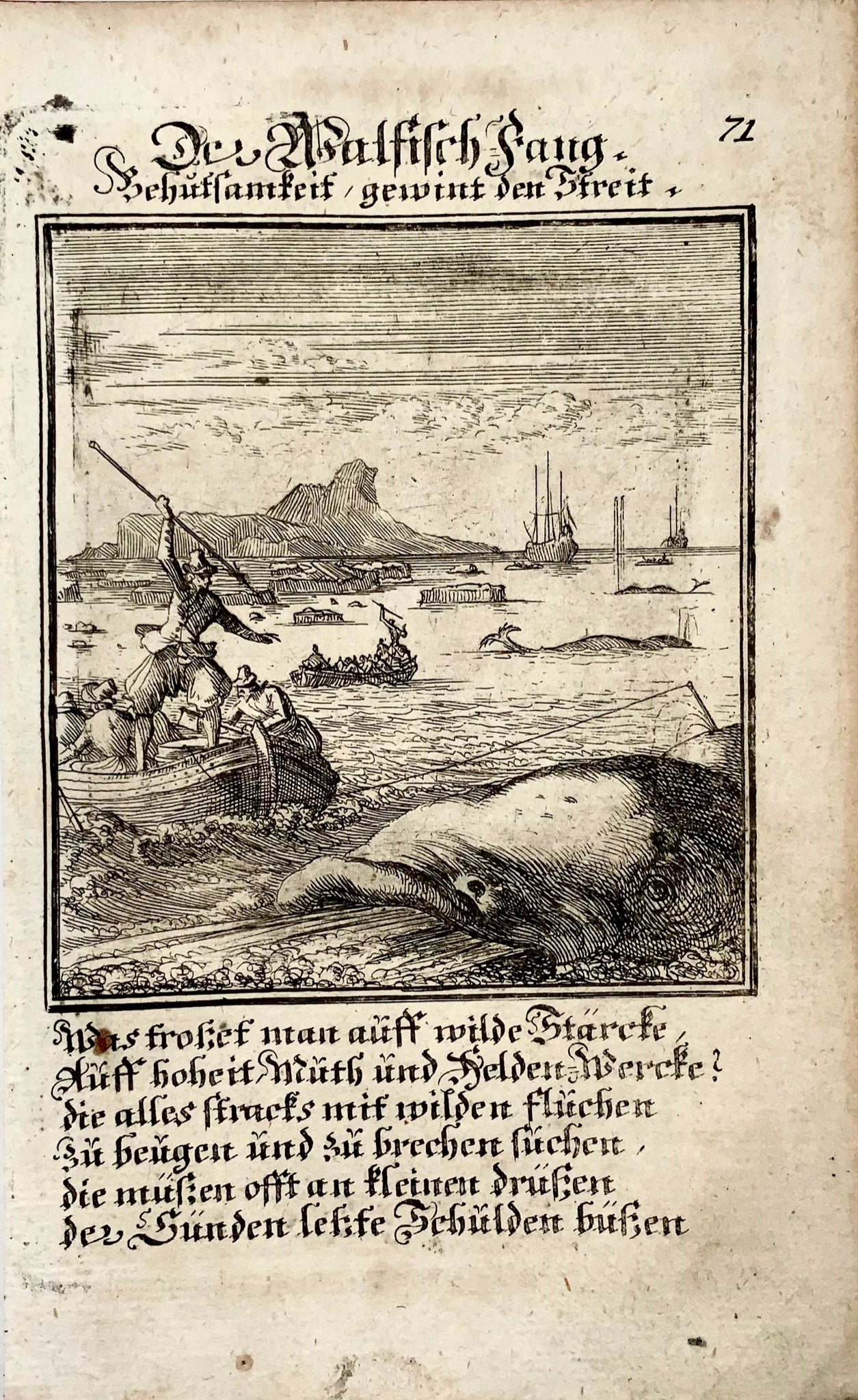 1711 Caspar Luyken, Chasse à la baleine, « Der Walfisch Fang », gravure sur cuivre, agriculture
