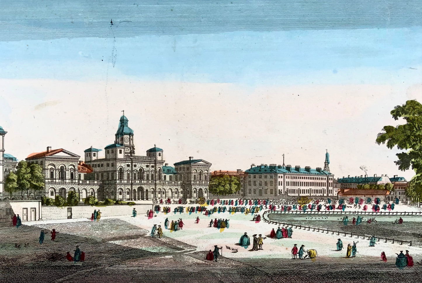 1768 LONDRES : Daumont Horse Guards Parade Impression optique [recto Vue de Frankfort] - Topographie