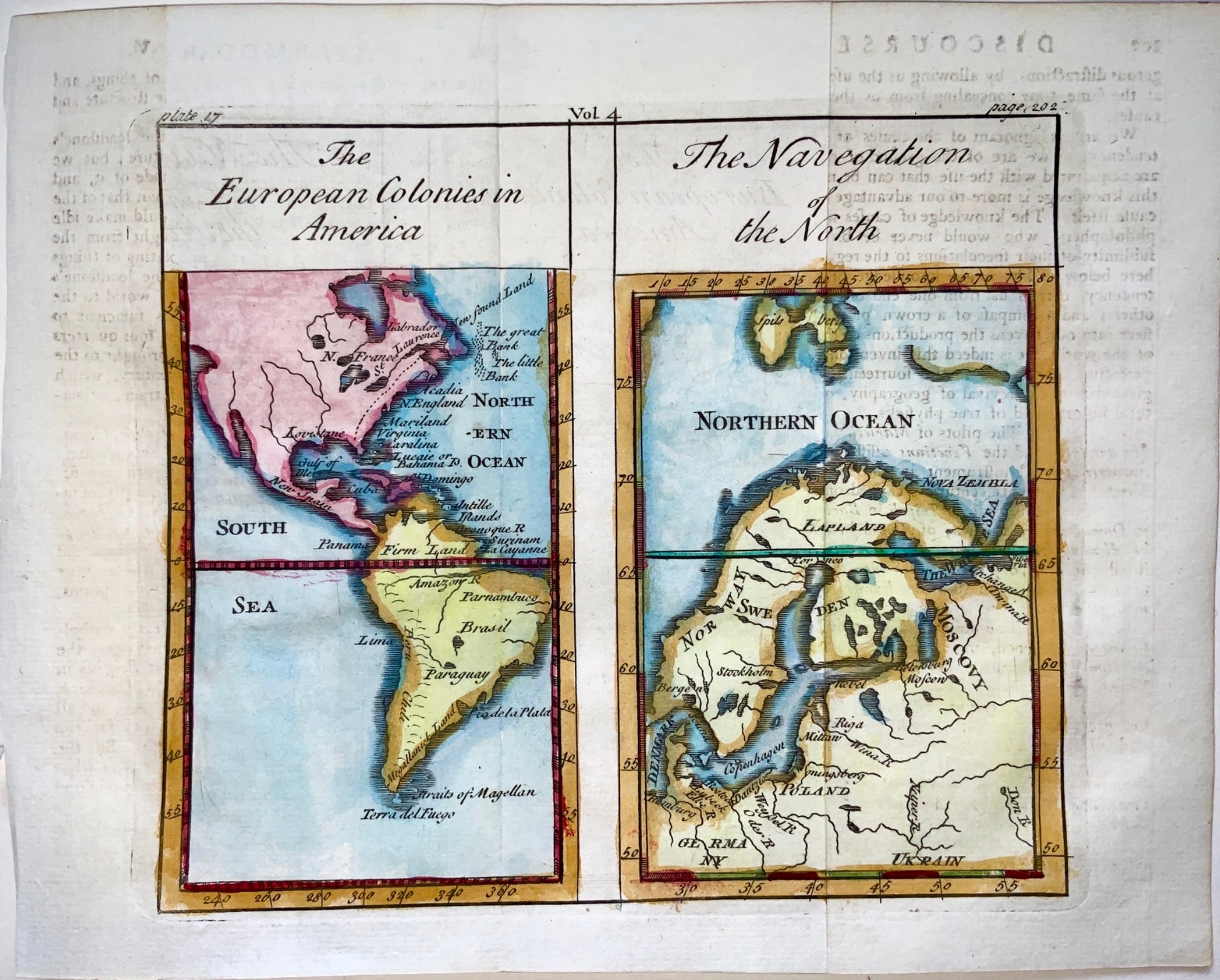 1744 James Hodges - Rare Map: European Colonies & Navigation of the North