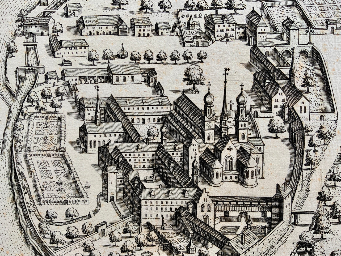1654 Matthäus Merian - ‘bird’s eye’ view of WETTINGEN in Switzerland