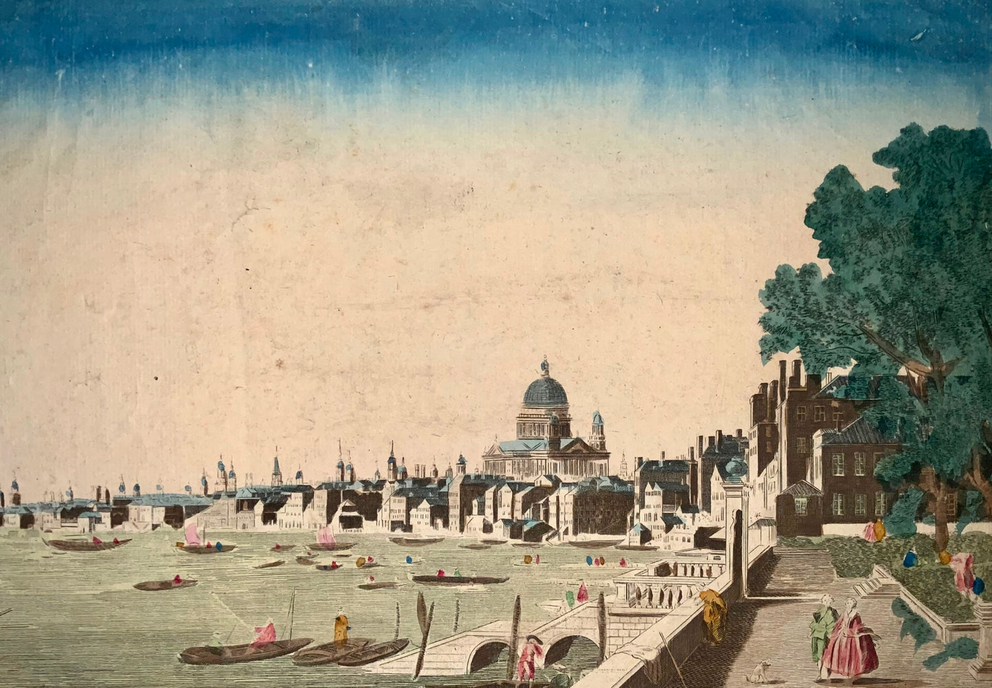 1780 ‘La Ville et le Pont de Londres’ [London], large folio ‘Vue d’optique’ - Travel, Maps