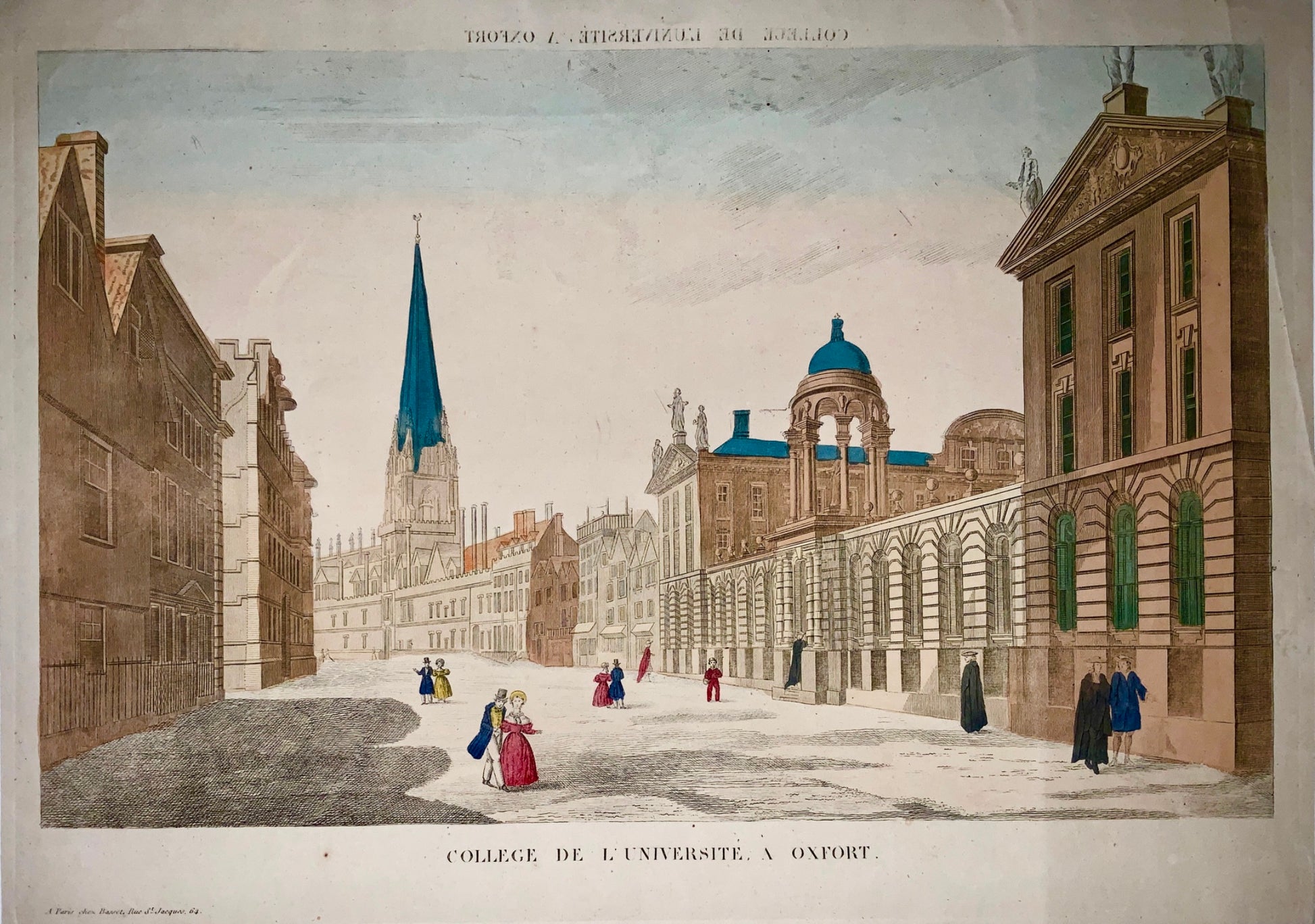 1795 c OXFORD: Vue d’Optique - The High Street - Queen’s College French Edn