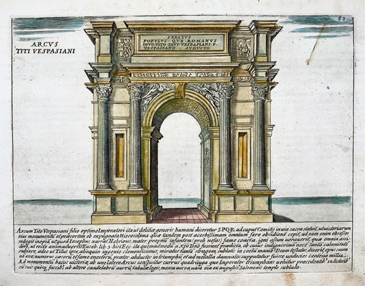 1624 Laurus (Lauro), Arc de Titus Vespasien, Rome, gravure coloriée à la main