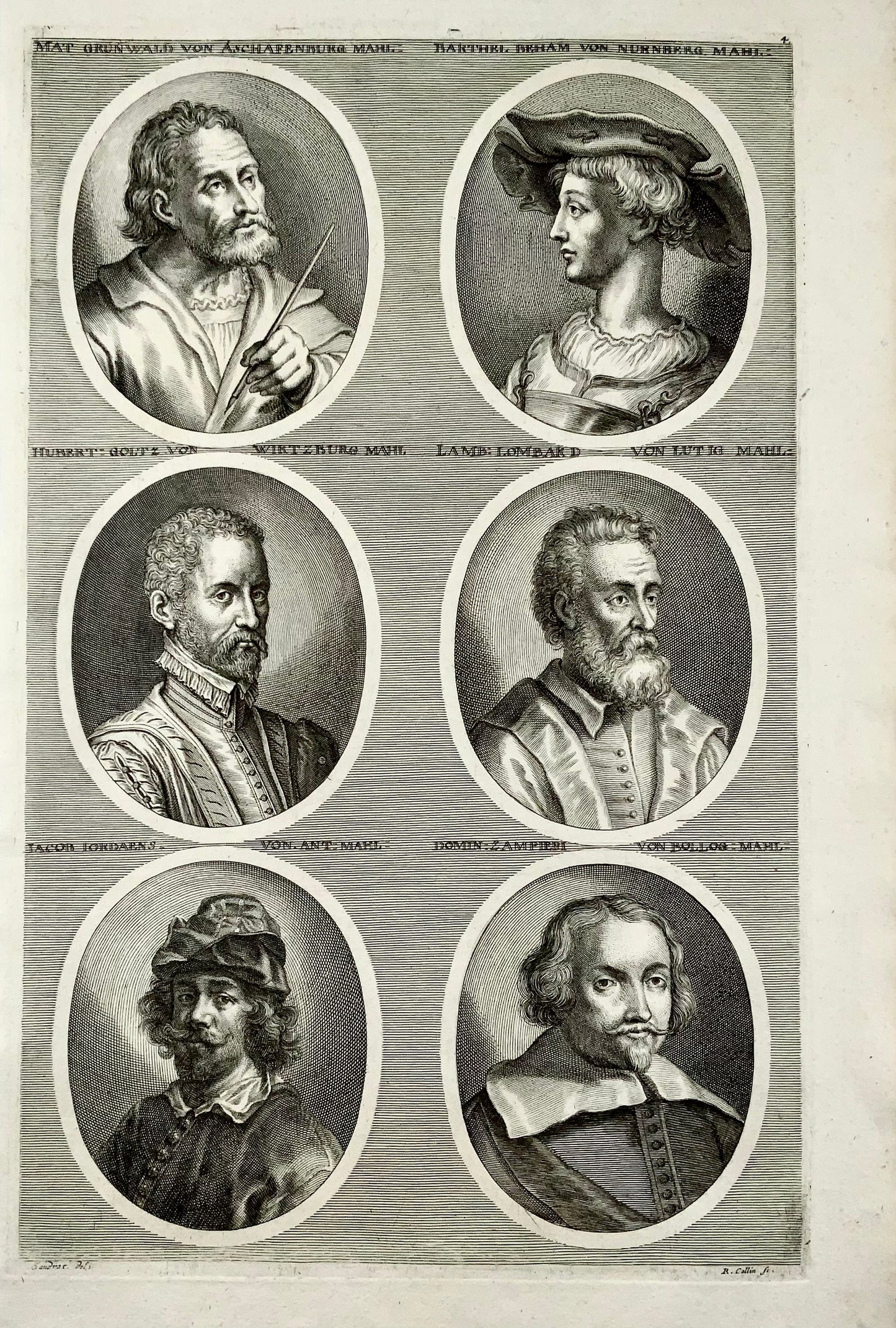1676 Sandrart; Collins - Artists Folio Zampieri, Grünewald, Beham, Goltius