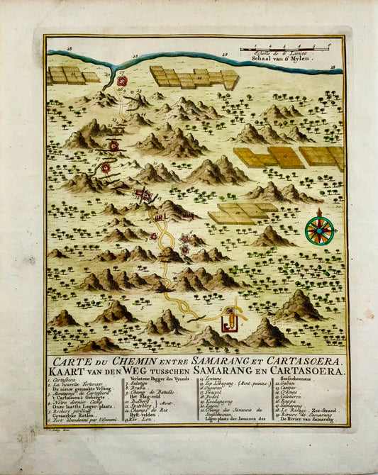 1763 Map of Indonesia, Semarang, Kartasoera, Soerabaya by Schley