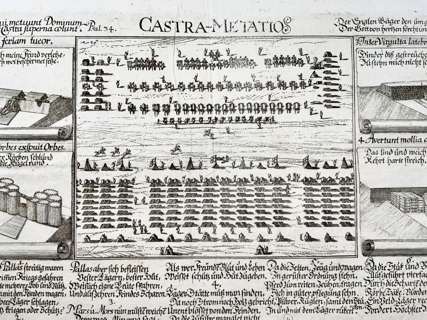 1697 Broadside, ‘Castra-Metatio’, military camp formation, Switzerland