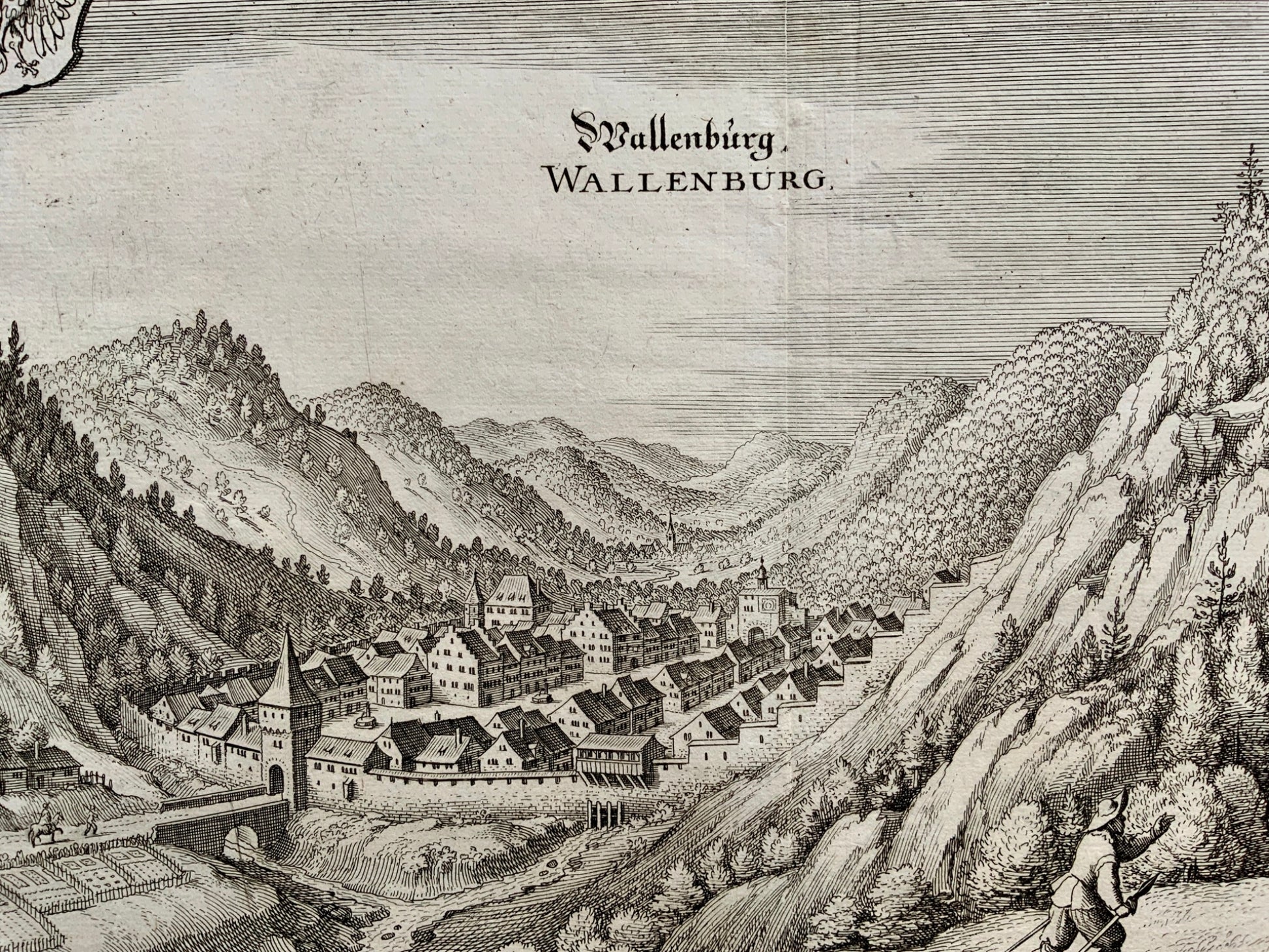 1654 Matthäus Merian - large double folio - WALDENBURG in Basel Switzerland