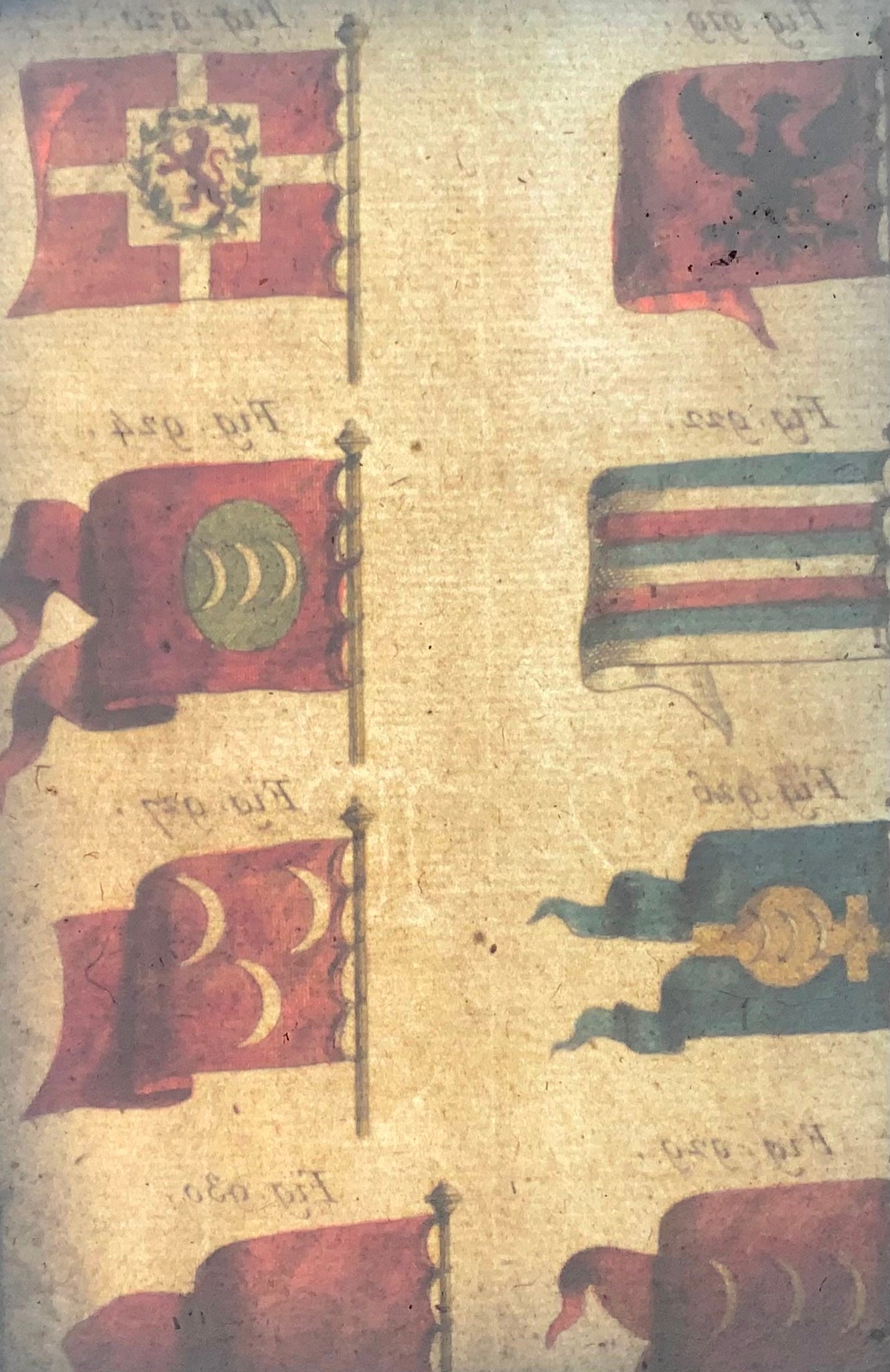 1789 Padiglioni marini, bandiere, fogli a colori originali, storia militare, mappe