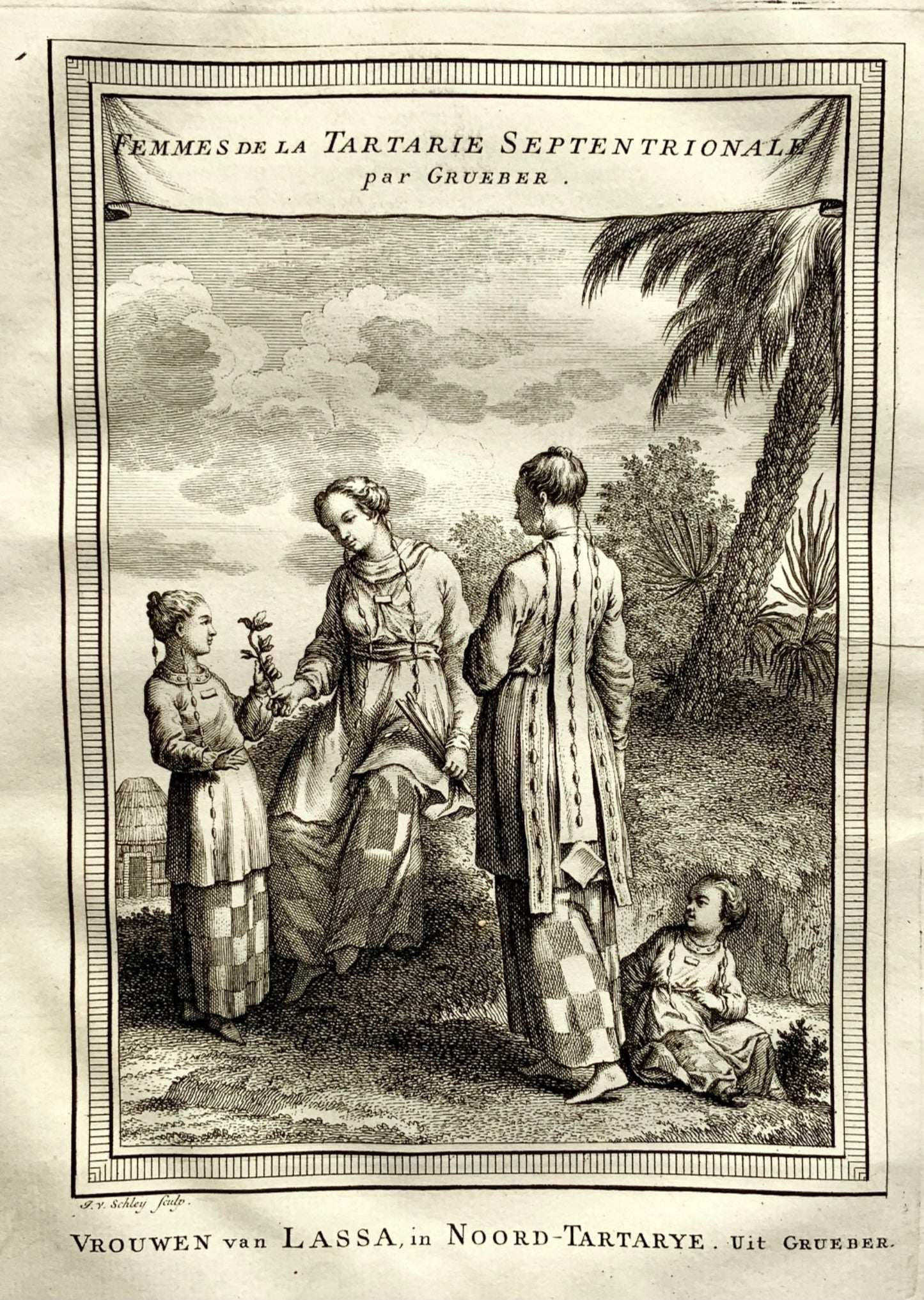 1772 Schley - Woman of Tibet “Femmes de la Tartarie” engraving - Travel