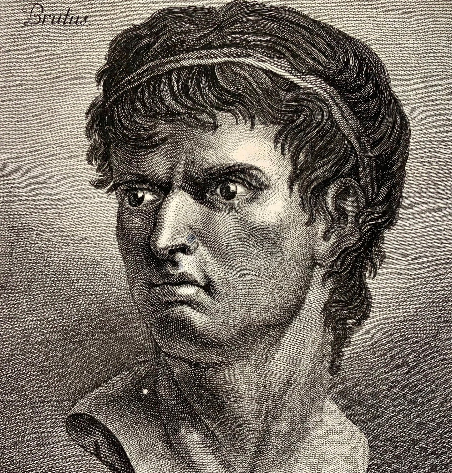 1780 Brutus, large physiognomical study engraved by Robert Brichel, portrait